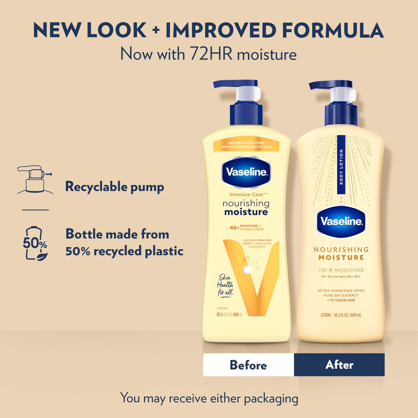 Vaseline Nourishing Moisture Nourishing Moisture Body Lotion for Dry Skin, Made with Ultra-Hydrating Lipids + Pure Oat Extract for Nourished