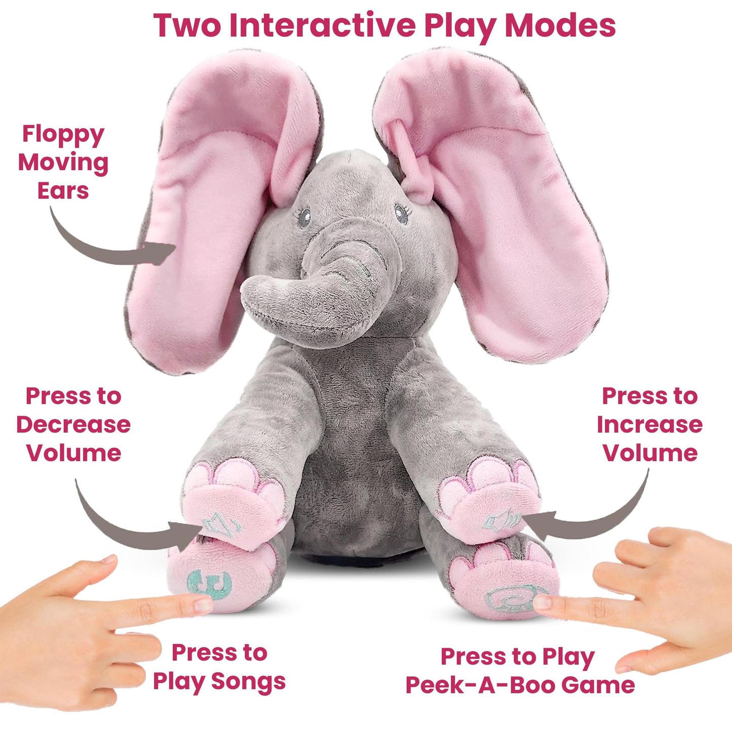 Dimple Kaia Peek A Boo Elephant Toy, Interactive Singing Stuffed Elephant Plush with Moving Ears, Musical Stuffed Animal for Babies and Toddlers,…