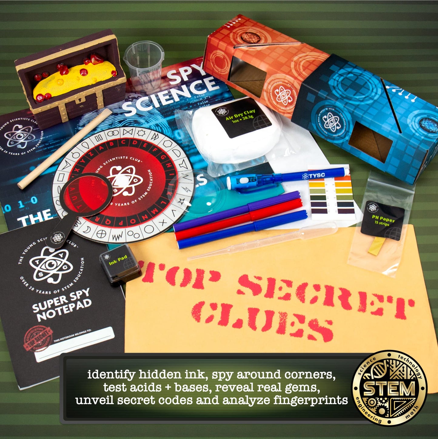 The Young Scientists Club Top Secret Spy Science Kit – Detective Set for Kids, Crime Solver Toy Gift for Boys & Girls Ages 8-10