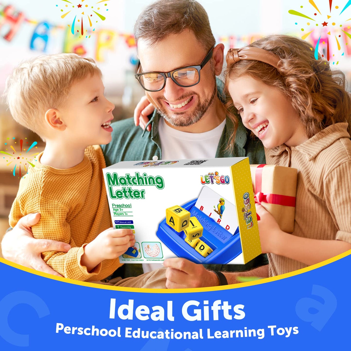 LIWIN LET’S GO! Matching Letter Game – Fun Learning Toy for Kids Ages 3–8, Educational Spelling Game & Birthday Gift for Boys & Girls, Blue