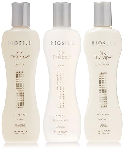 BioSilk Silk Therapy Trio Gift Set: Silk Infused Shampoo, Conditioner & Serum for All Hair Types, Restores & Maintains Hair Health, Paraben & Sulfate