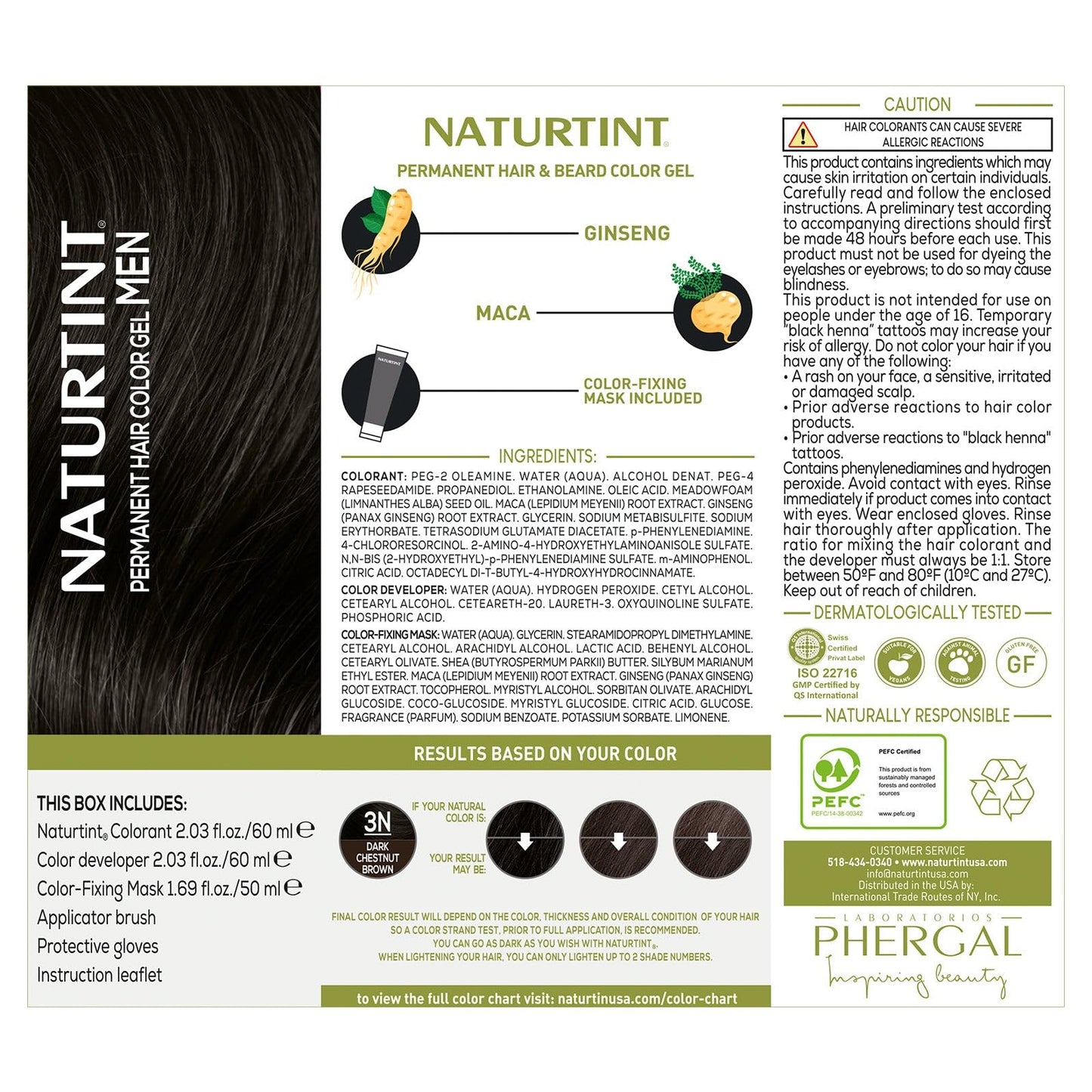 Naturtint Mens Permanent Hair Color for Hair Beard and Mustache (3N Dark Chestnut Brown)