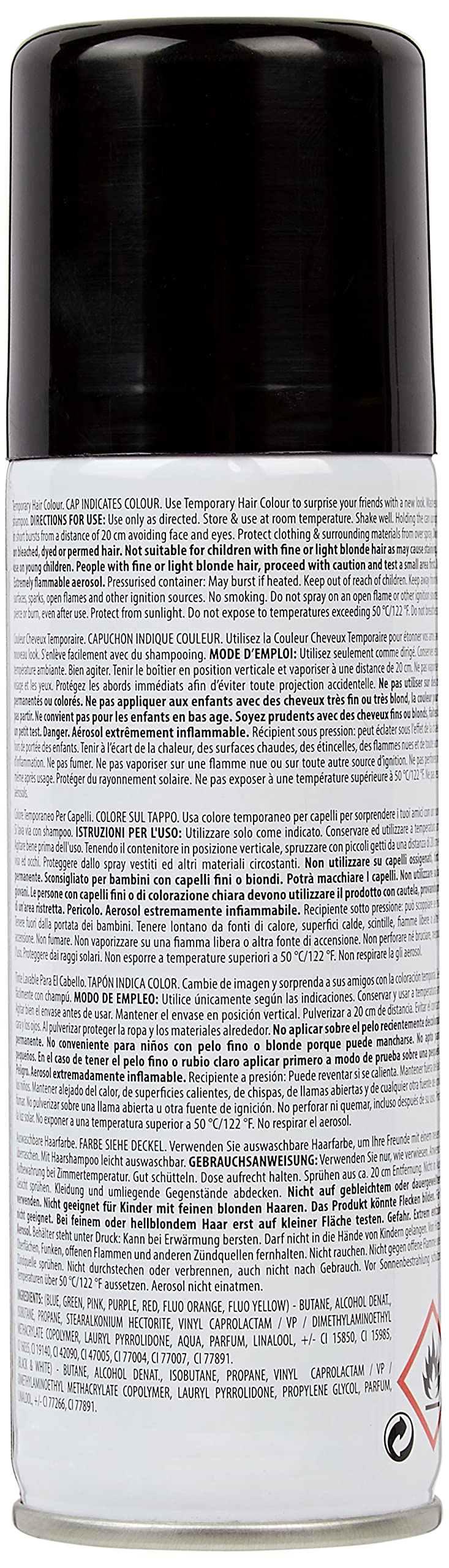 Neon Black Temporary Hair Spray (4.5 fl. oz) 1 Count - Easy-to-Use Colorful Hair Styling for Festivals, Parties, and Events