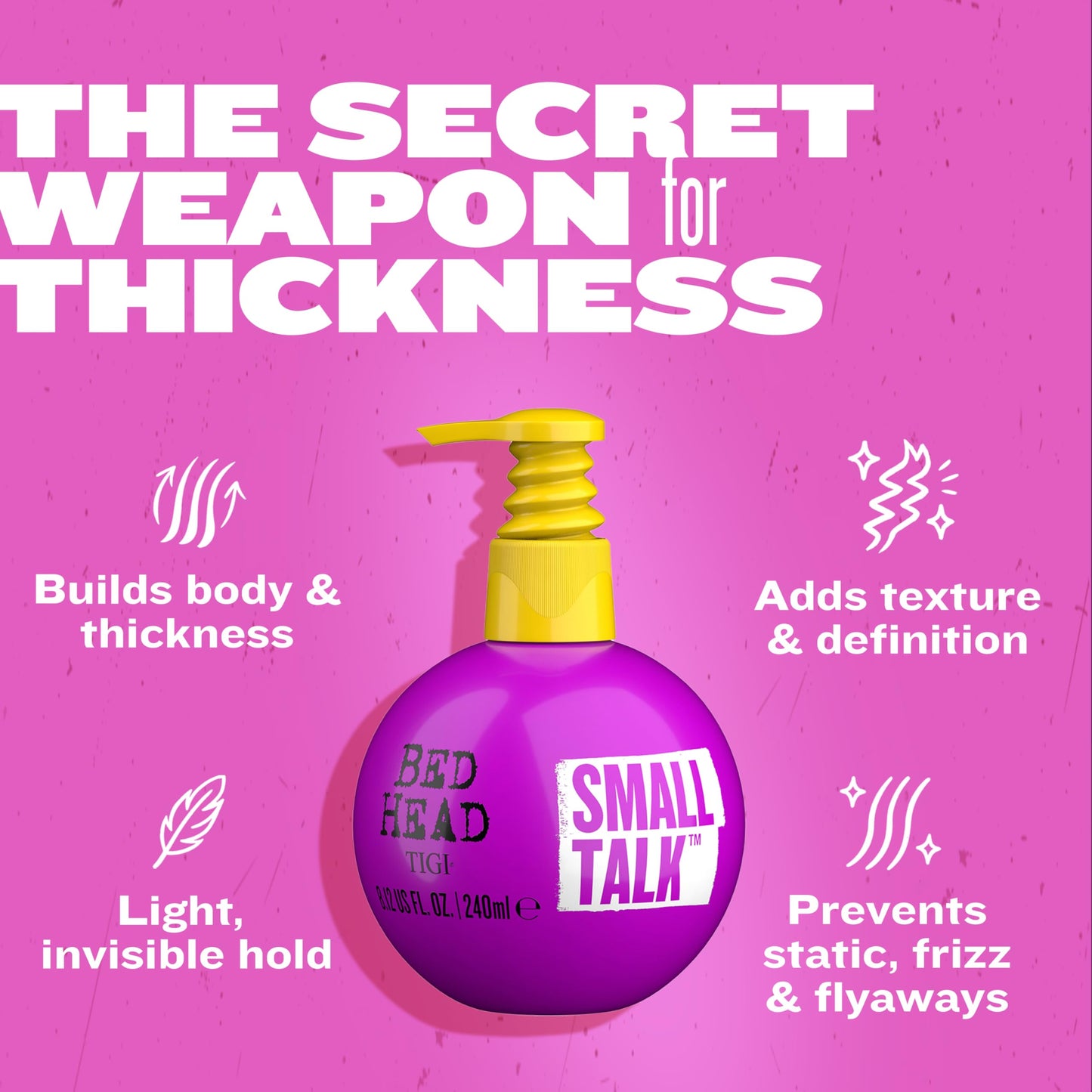 Bead Head by TIGI Small Talk MINI 3-in-1 Hair Thickening Cream - Use for Voluminous Hair - For Fine, Thin & Flat Hair - Use on Damp Hair - Premium