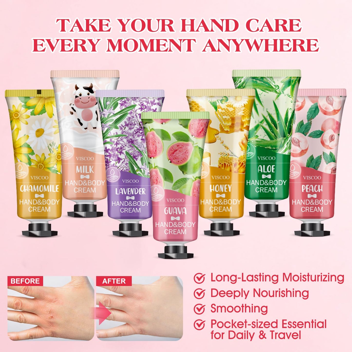 6 Pack Plant Fragrance Moisturizing Hand Cream Gift Set for Dry Hands,Mini Hand Cream Travel Bulk-30ml,6 Different Scents as Gifts Beauty and Personal Care VISCOO