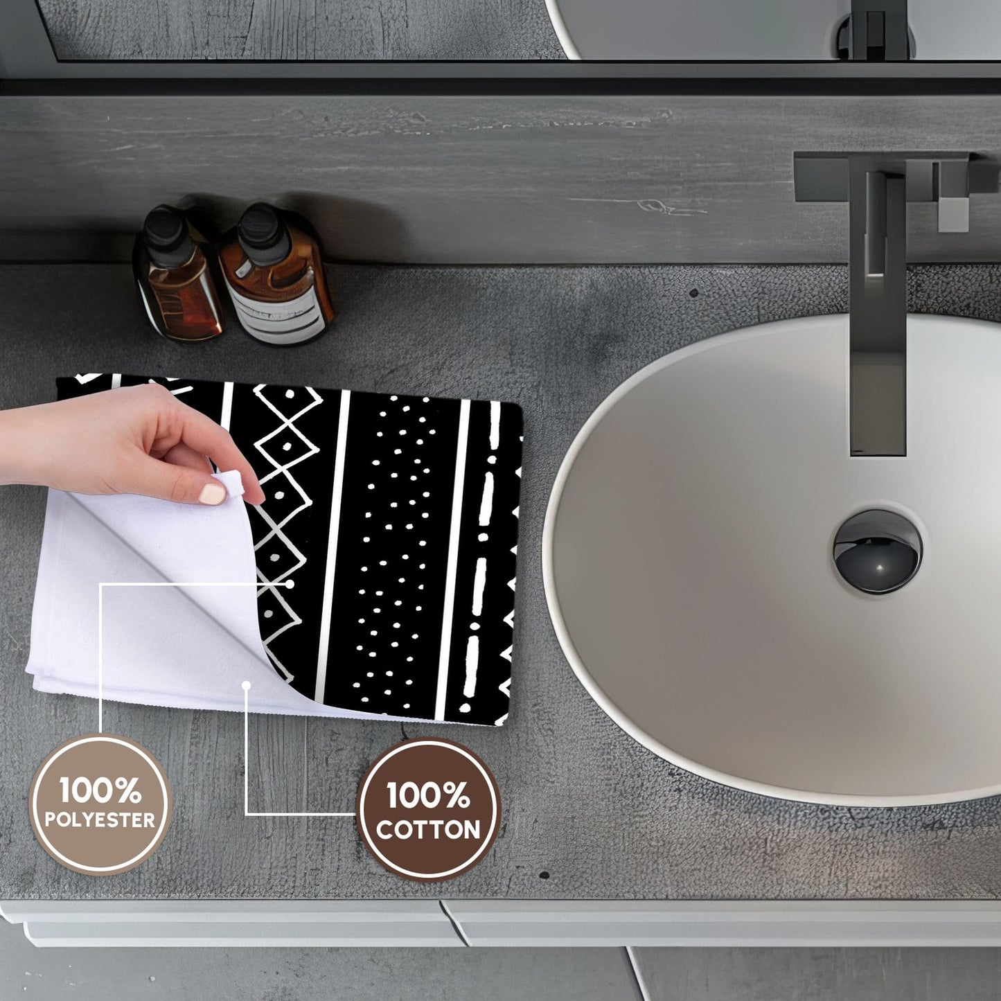 3dRose Towel - White on Black Mudcloth Inspired Tribal Stripe Pattern - African Art - 15 by 22-inches (TWL_318148_1)