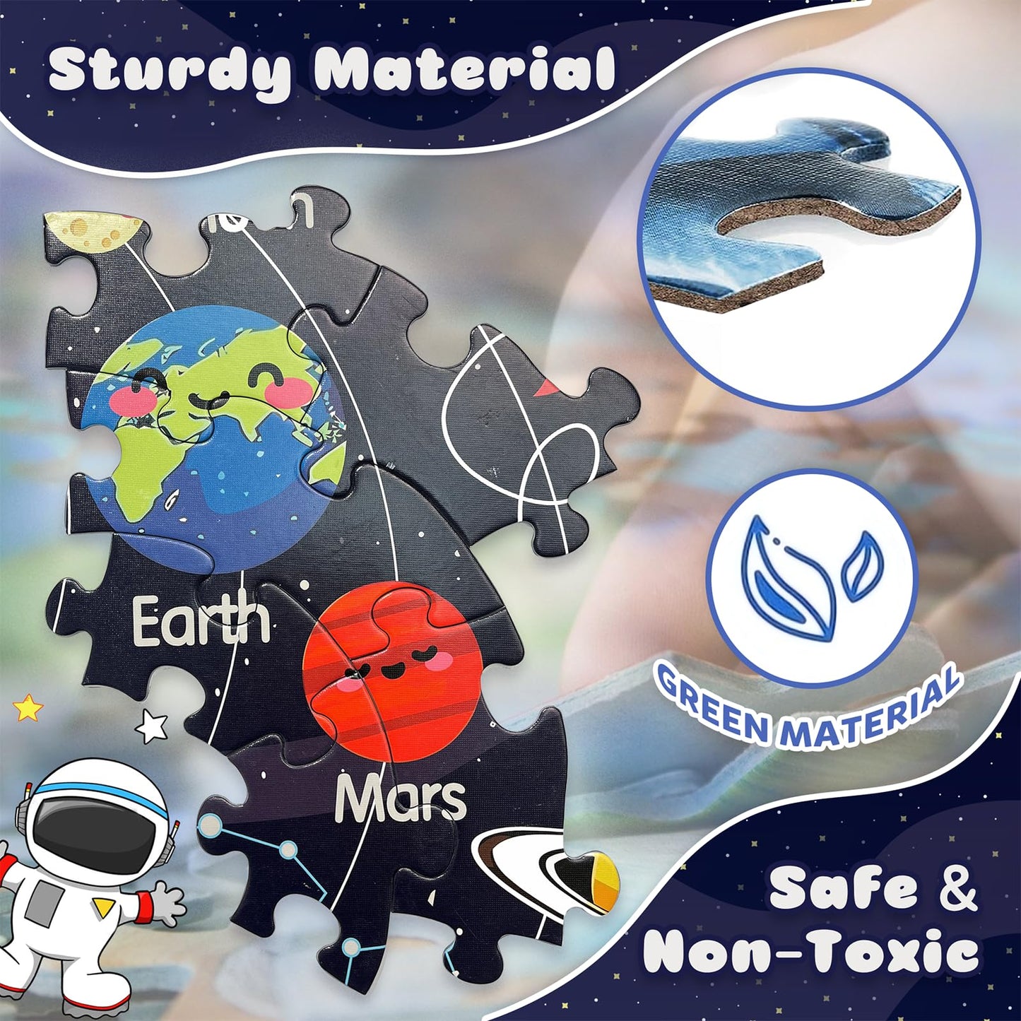 TALGIC Solar System Floor Puzzle – 70-Piece Round Jigsaw for Kids Ages 3–8, Educational Toy & Gift for Boys & Girls Ages 4–6