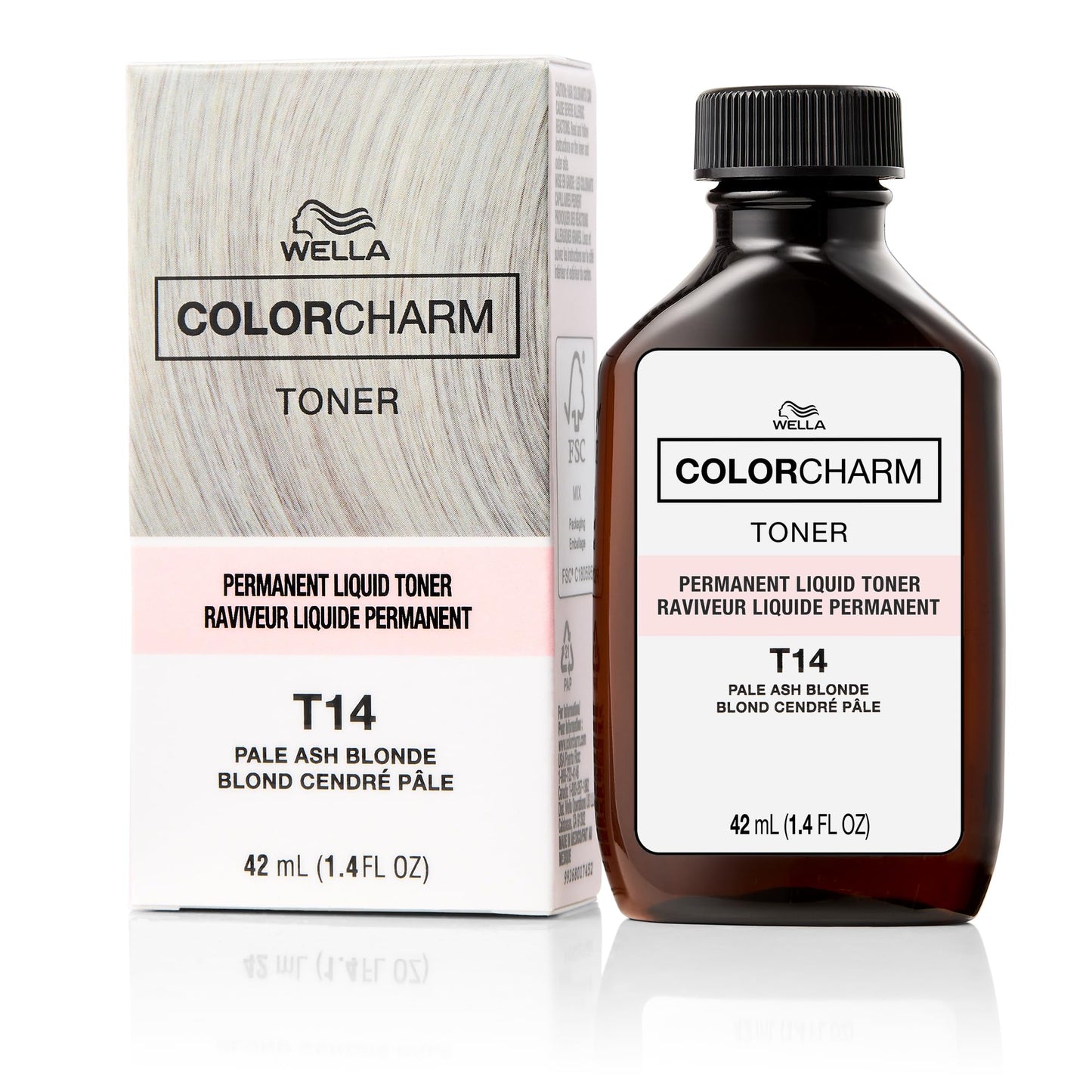 COLORCHARM Permanent Liquid Toners | Neutralize Brass | Free of Parabens | Vegan | T14 Pale Ash Blonde | 1.4 Fl Oz