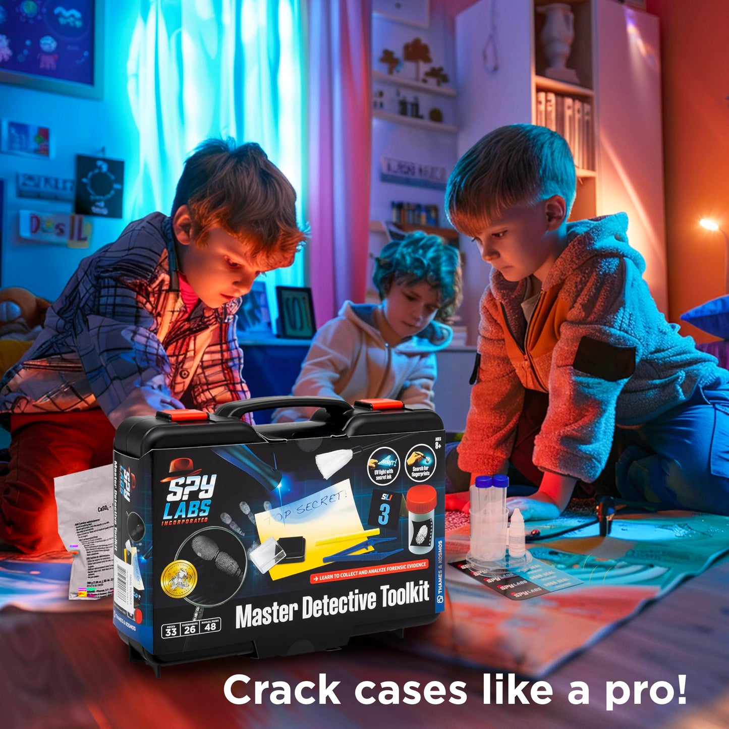 Spy Labs Master Detective Toolkit V2 – Forensic Science Kit with Fingerprint, Footprint & Tire Track Experiments + 32-Page Storybook