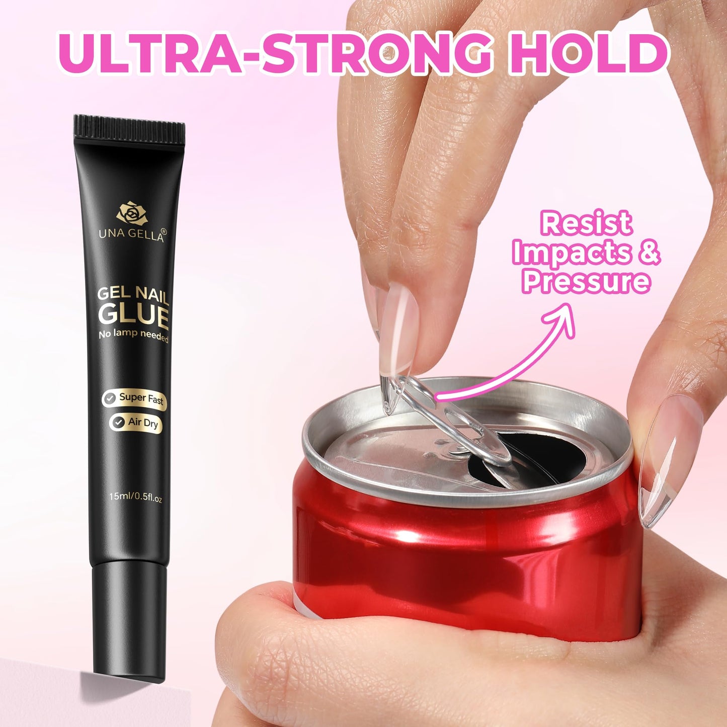 UNA GELLA Gel Nail Glue No U/V Light 15ml Super Strong Nail Glue for Press On Nails & Clear Acrylic Nails Tips Air-dry Strong-hold Formula Beauty and Personal Care UNA GELLA