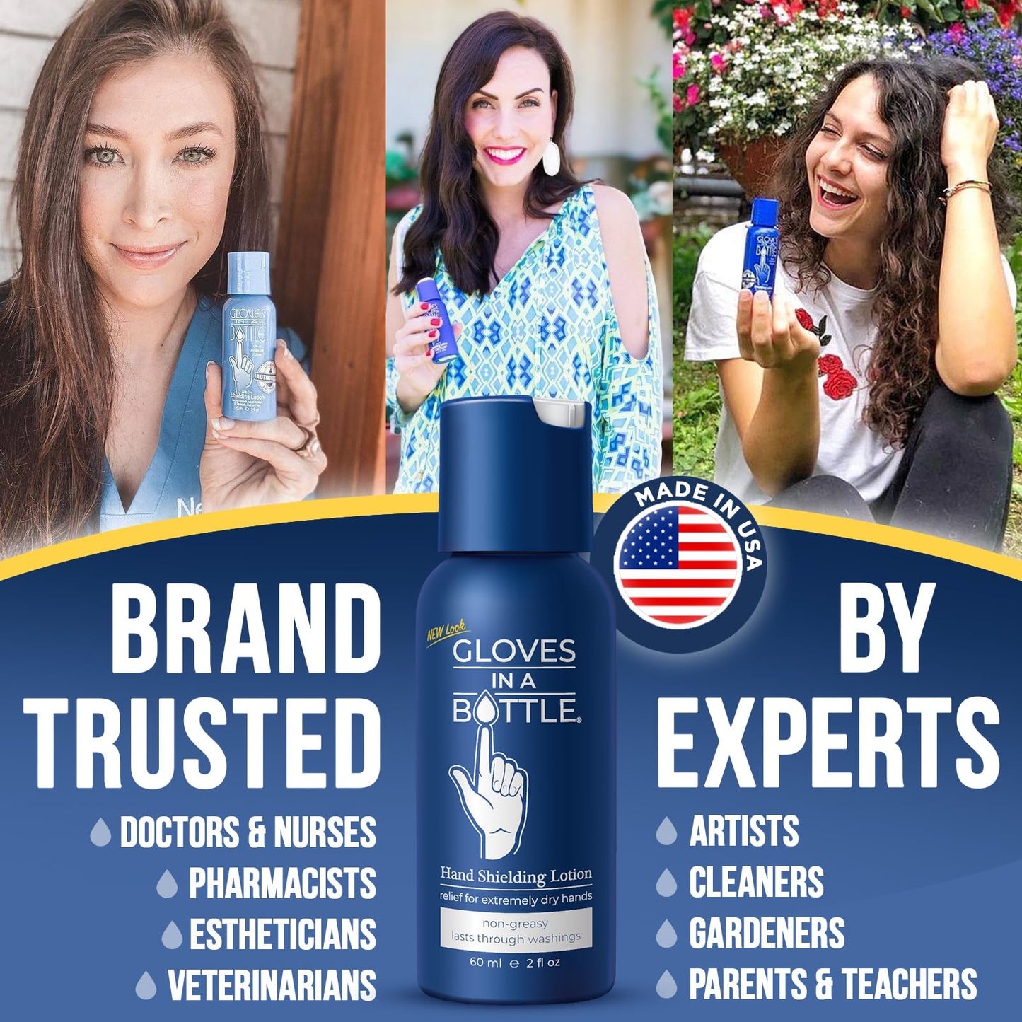 Gloves In A Bottle Hand Lotion for Nurses - Best Travel Hand Cream for Dry, Cracked Hands, Eczema & Psoriasis Relief - Silicone Glove Hand Lotion