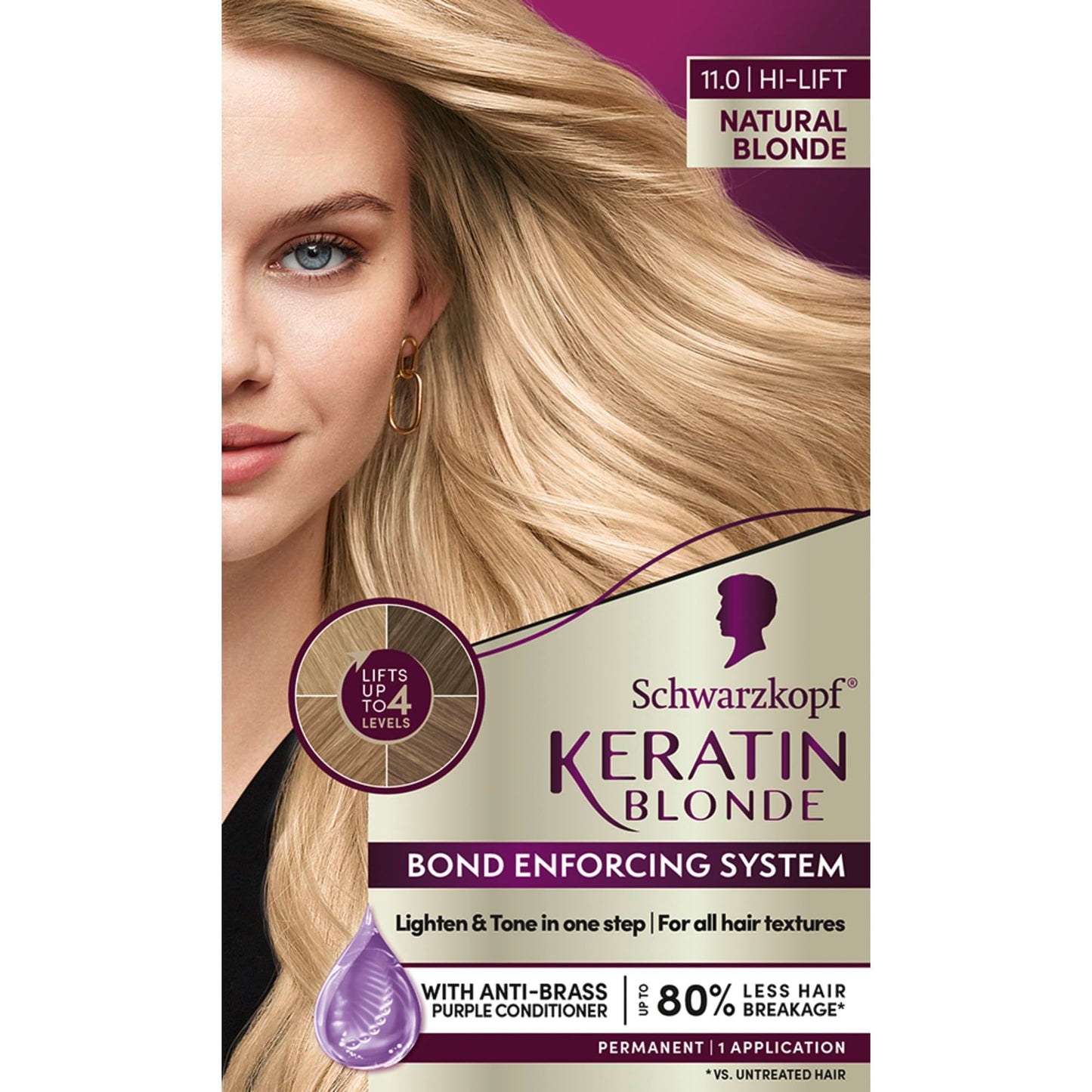 Schwarzkopf Keratin Blonde Hair Dye, 11 High Lift Natural Blonde, Professional Quality Permanent Hair Color, Bond Enforcing System, Pre-Color Serum
