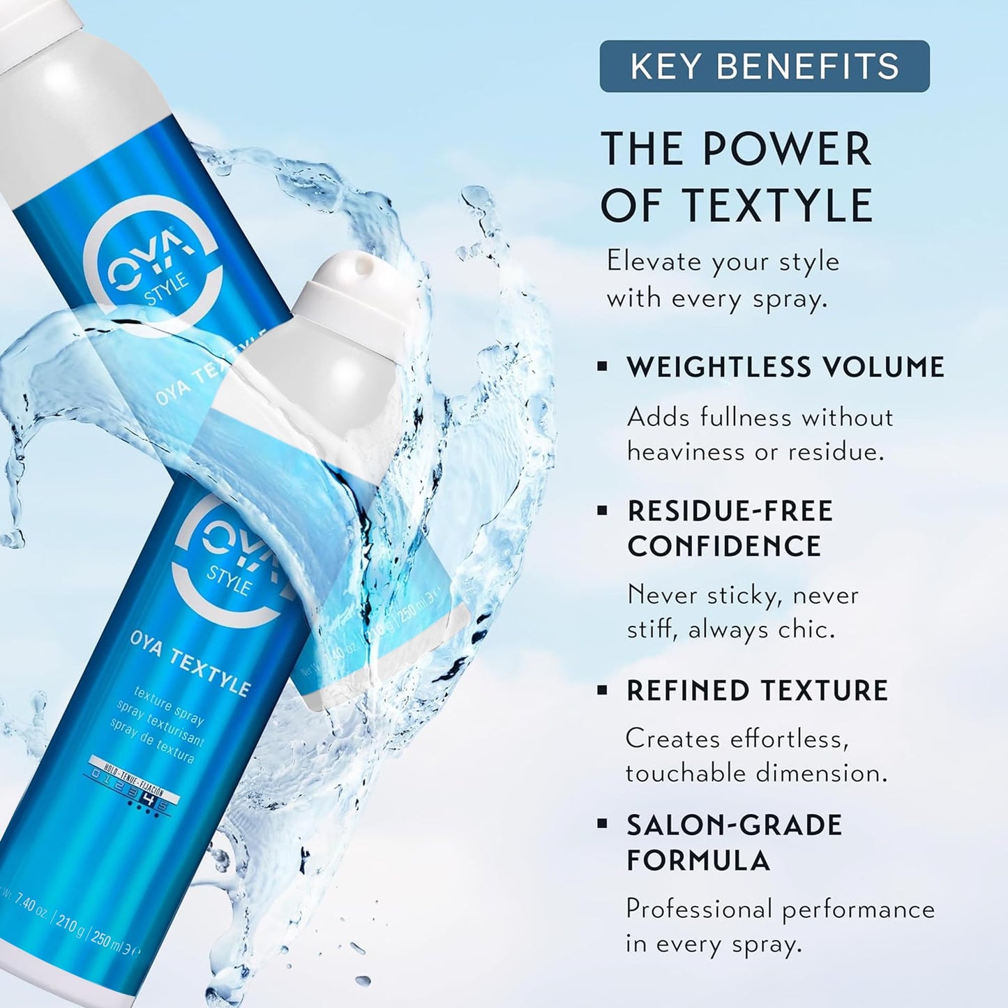 OYA TEXTYLE Hairspray for Women and Men - Extra Hold Hair Spray with Sea Kelp for Firm Hold, Root Lift, and Texture - Fine Mist Styling Spray