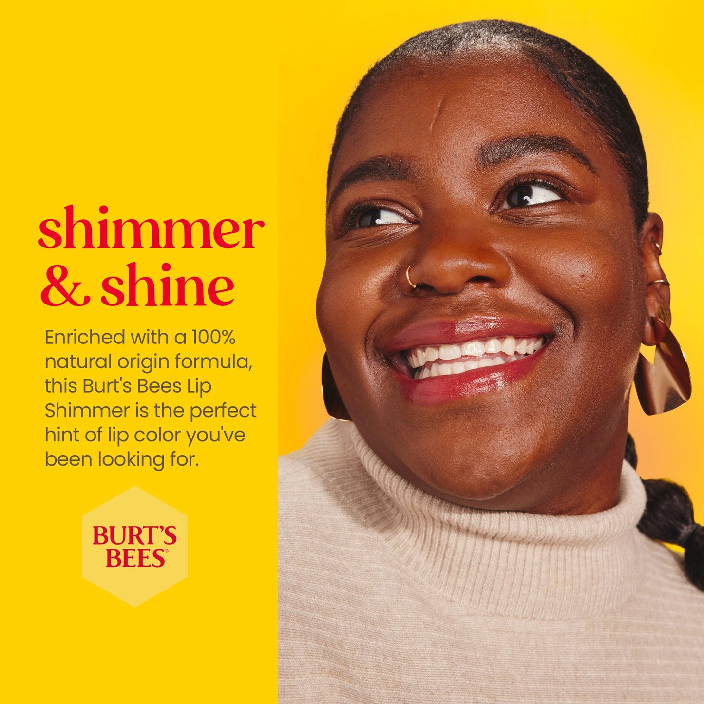Burt's Bees 100% Natural Moisturizing Lip Shimmer, Cherry - 1 Tube