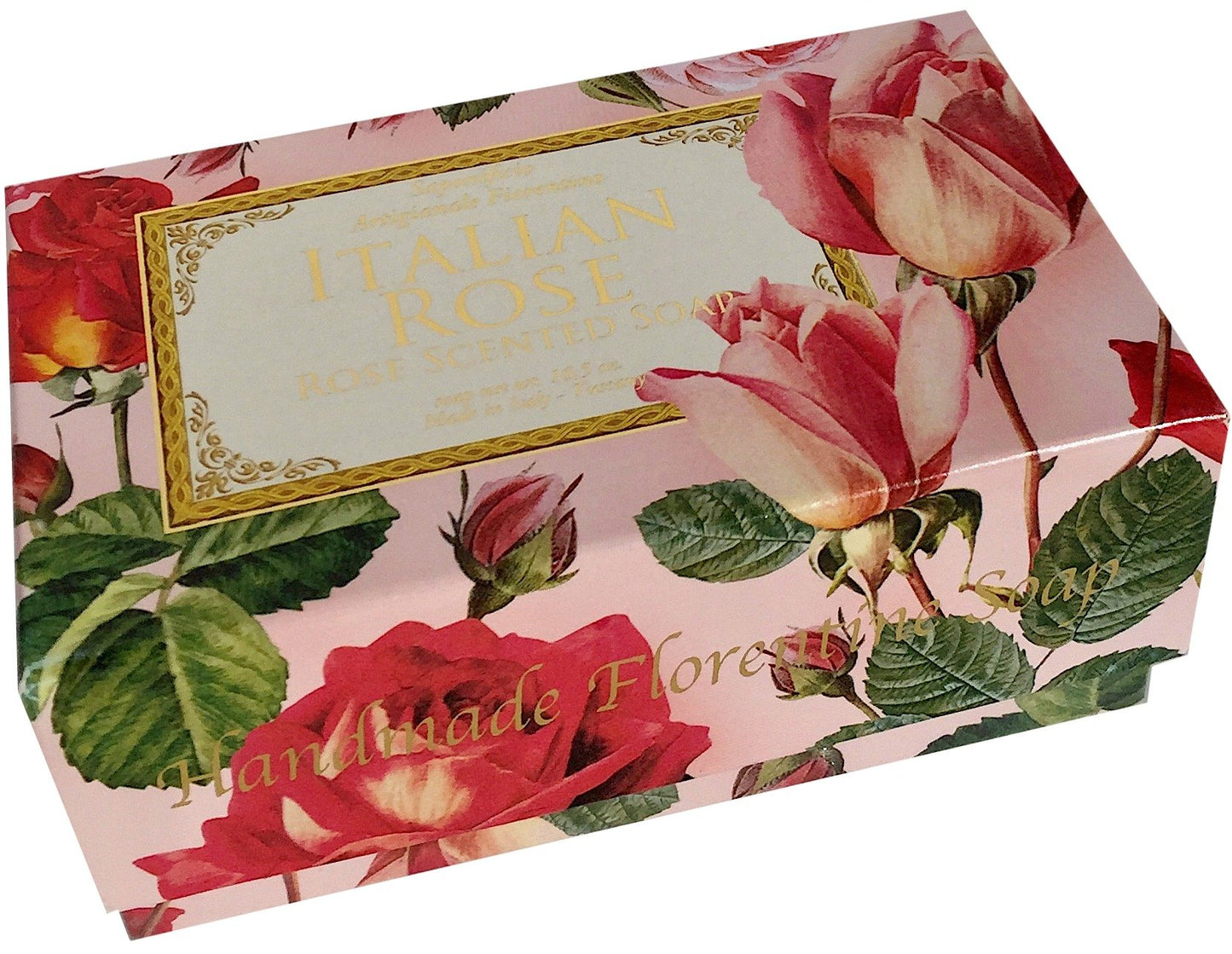 Bar Soap by Saponificio Artigianale Fiorentino- Tuscan Roseto Italian Rosa Rose Scented Soap All Natural Bath Cleanser 10.5 Ounce