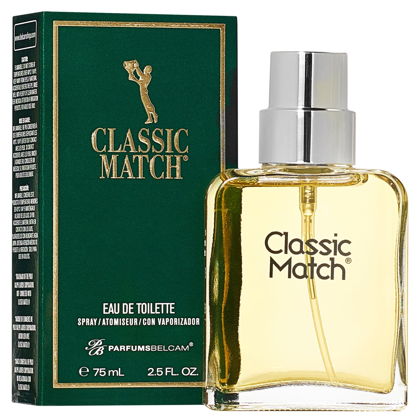 PB ParfumsBelcam Classic Match Green Eau De Toilette Spray for Men - Fresh Chypre Cologne, Bergamot, Basil, Musk, Long-Lasting Masculine Fragrance