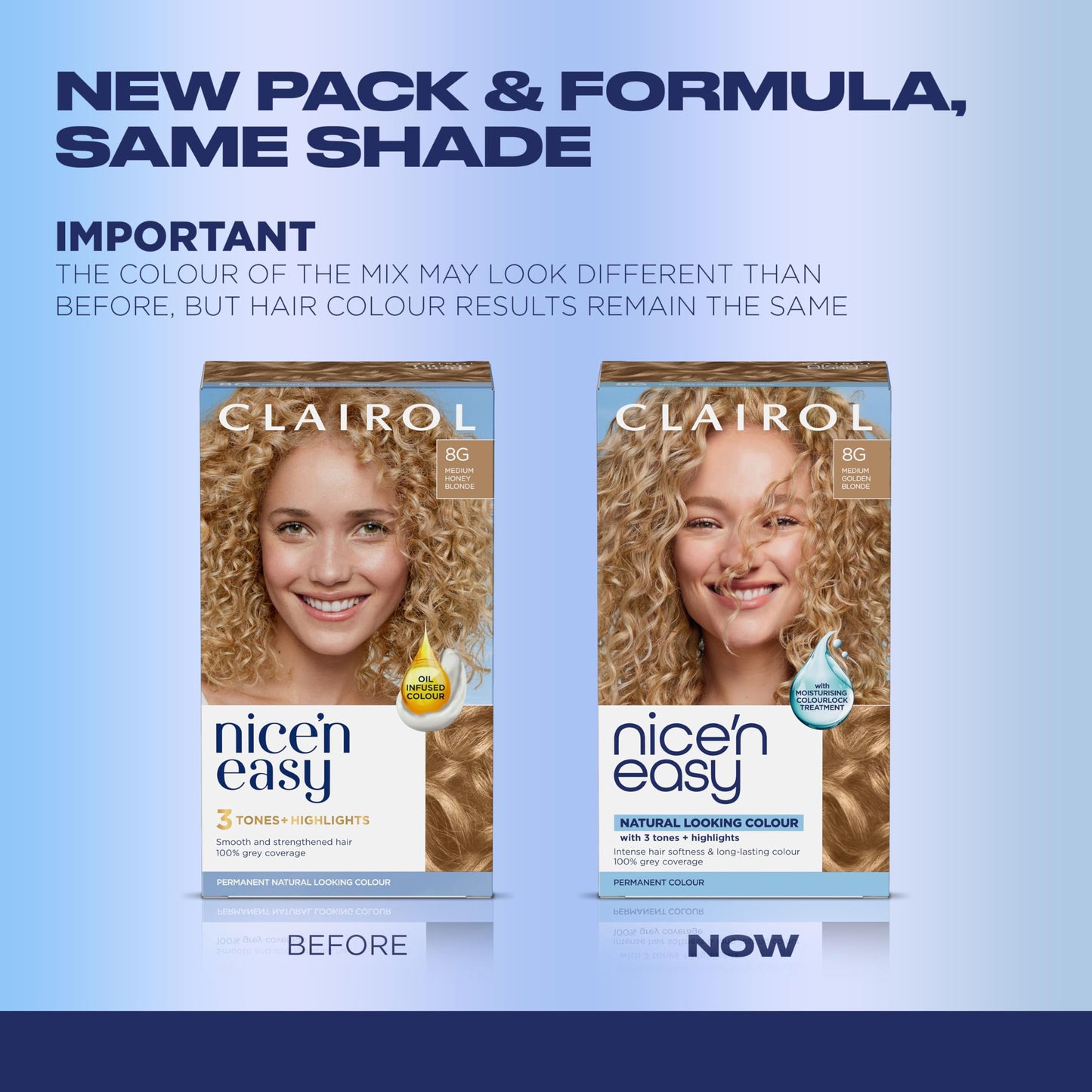 Clairol Nice'n Easy Permanent Hair Dye, 8G Medium Golden Blonde Hair Color, Pack of 1 - Packaging May Vary