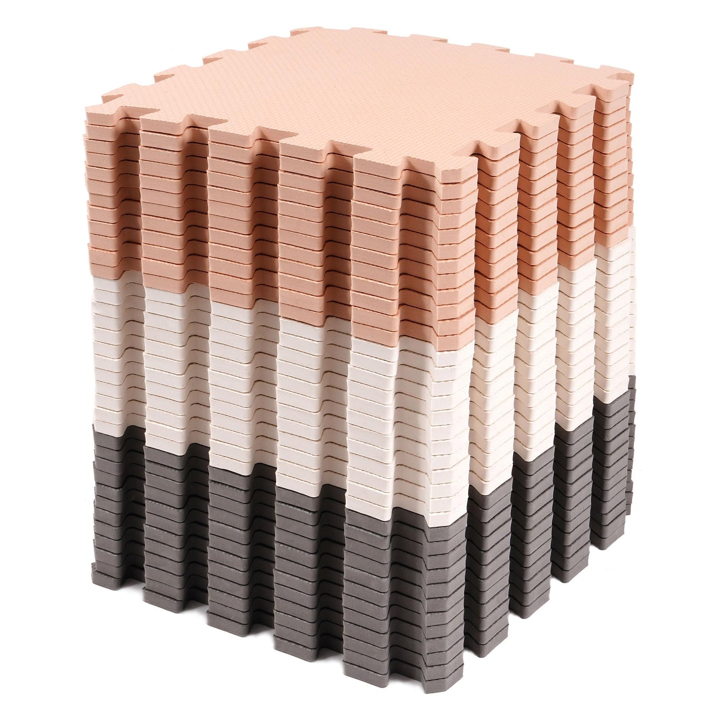 BalanceFrom Puzzle Play Mat – 36 Interlocking Foam Floor Tiles, Cream/Gray/Beige, Soft Playroom Flooring for Indoor & Outdoor Playpen