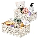 Sorbus Macrame Boho Decor Baskets - 2 Decorative Gift Baskets for Nursery, Baby Room, Toilet Tank Top - Lined Baby Basket Set for Organizing Changing…
