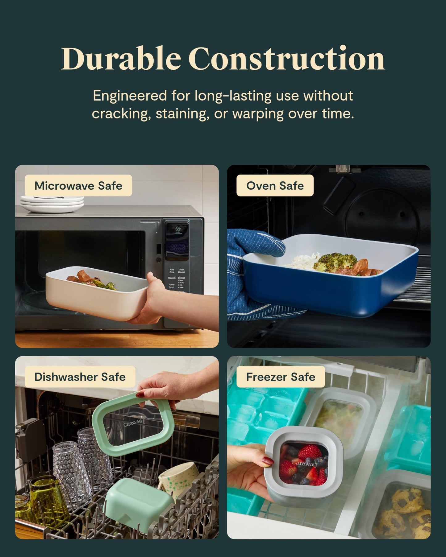 Caraway Glass Food Storage - 10 Cup Glass Container - Ceramic Coated Food Container - Non Stick Lunch Box with Lids - Dishwasher, Oven, & Microwave…