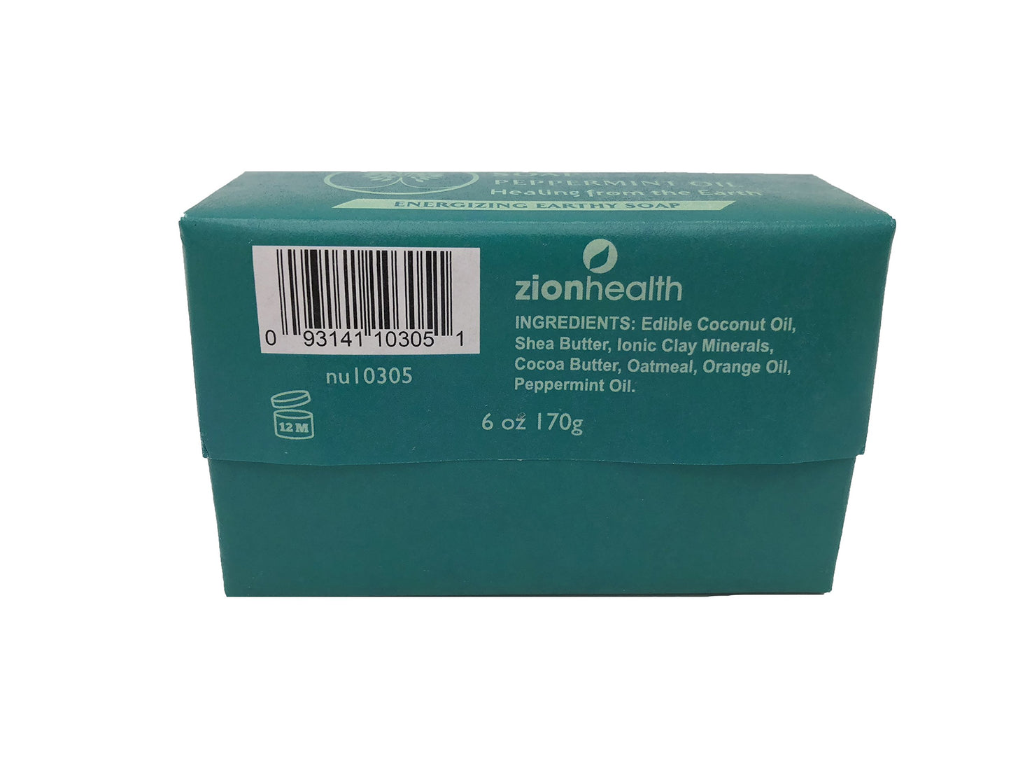Zion Health Ancient Clay Soap Peppermint Oil 6 oz, 170g