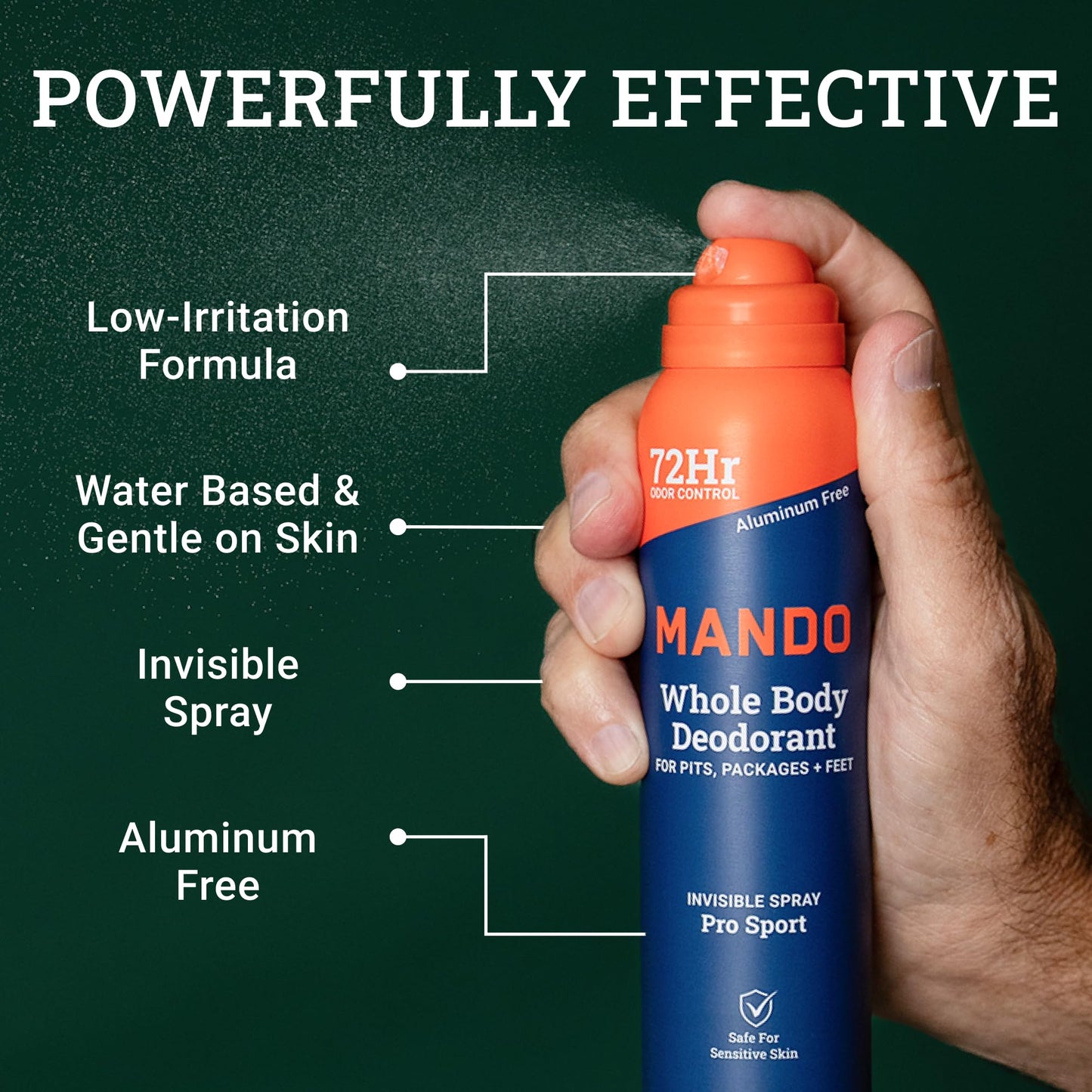 Mando Whole Body Deodorant For Men - Invisible Spray Deodorant - 72 Hour Odor Control - Low Irritation Formula - Aluminum Free, Benzene Free - 2 pack Beauty and Personal Care Mando