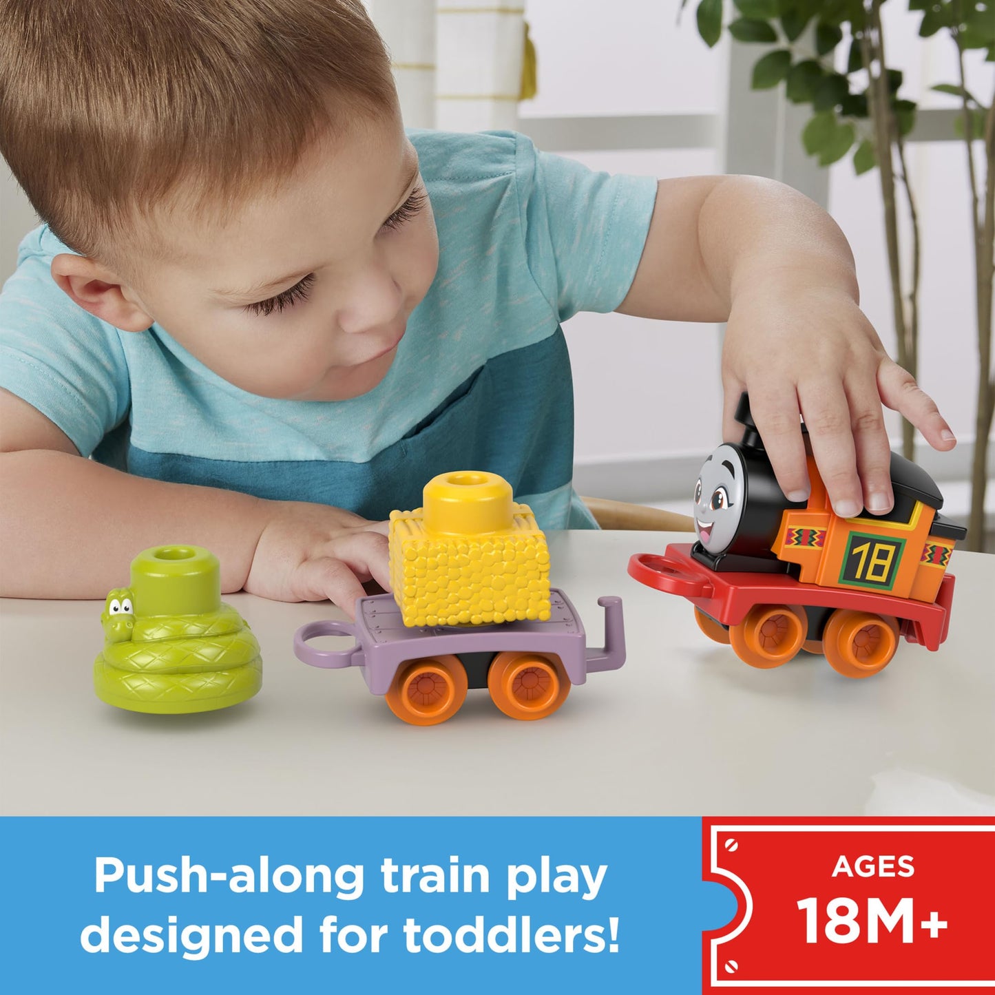 Thomas & Friends Toddler Toy My First Nia Push-Along Train with Stacking Cargo for Kids Ages 18+ Months