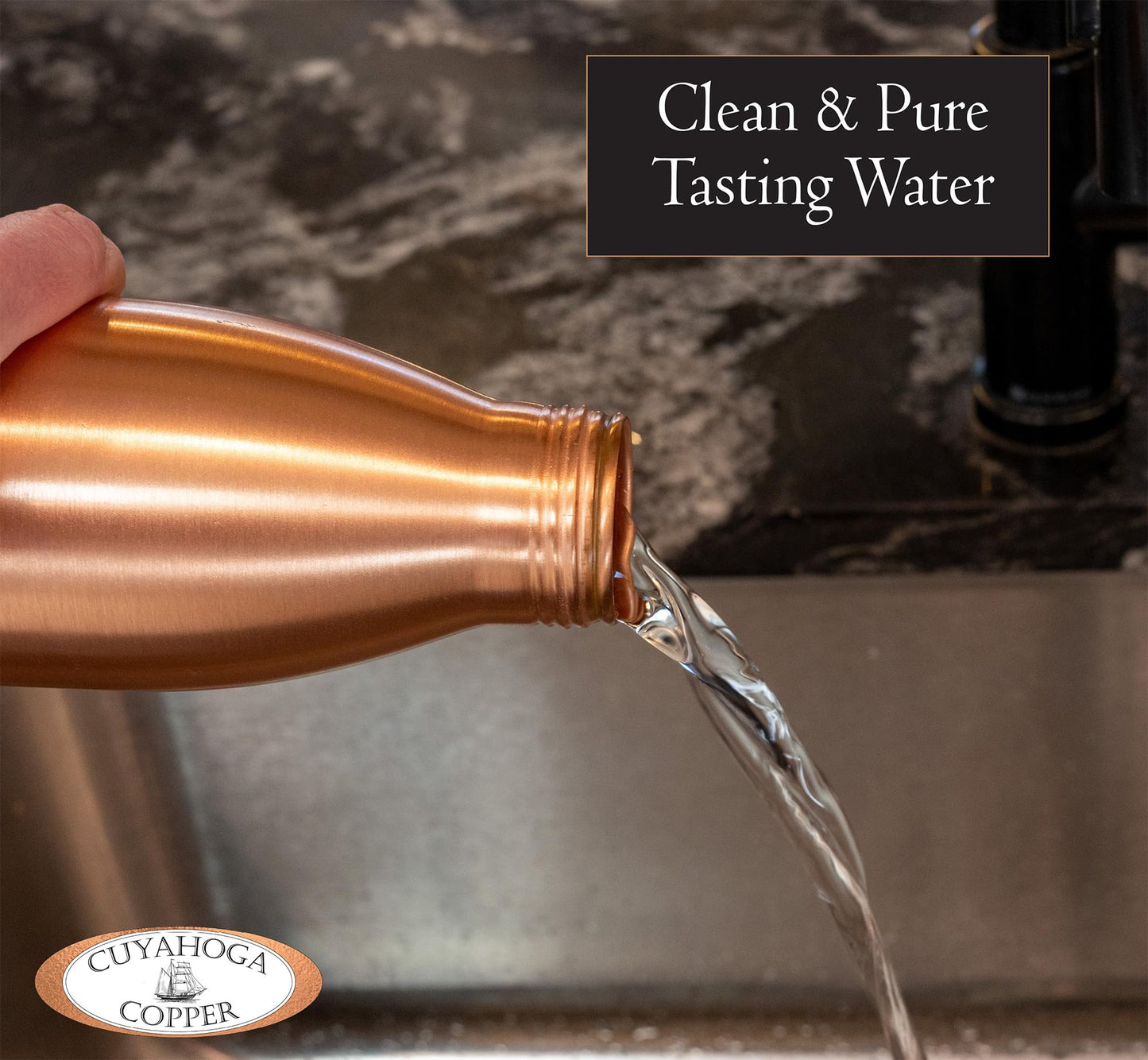 Cuyahoga Copper 100% Pure Copper Water Bottle - 9” Tall, Leak-Proof, Handcrafted & Clean - Durable, Stylish, Perfect for Everyday Use - Comes…