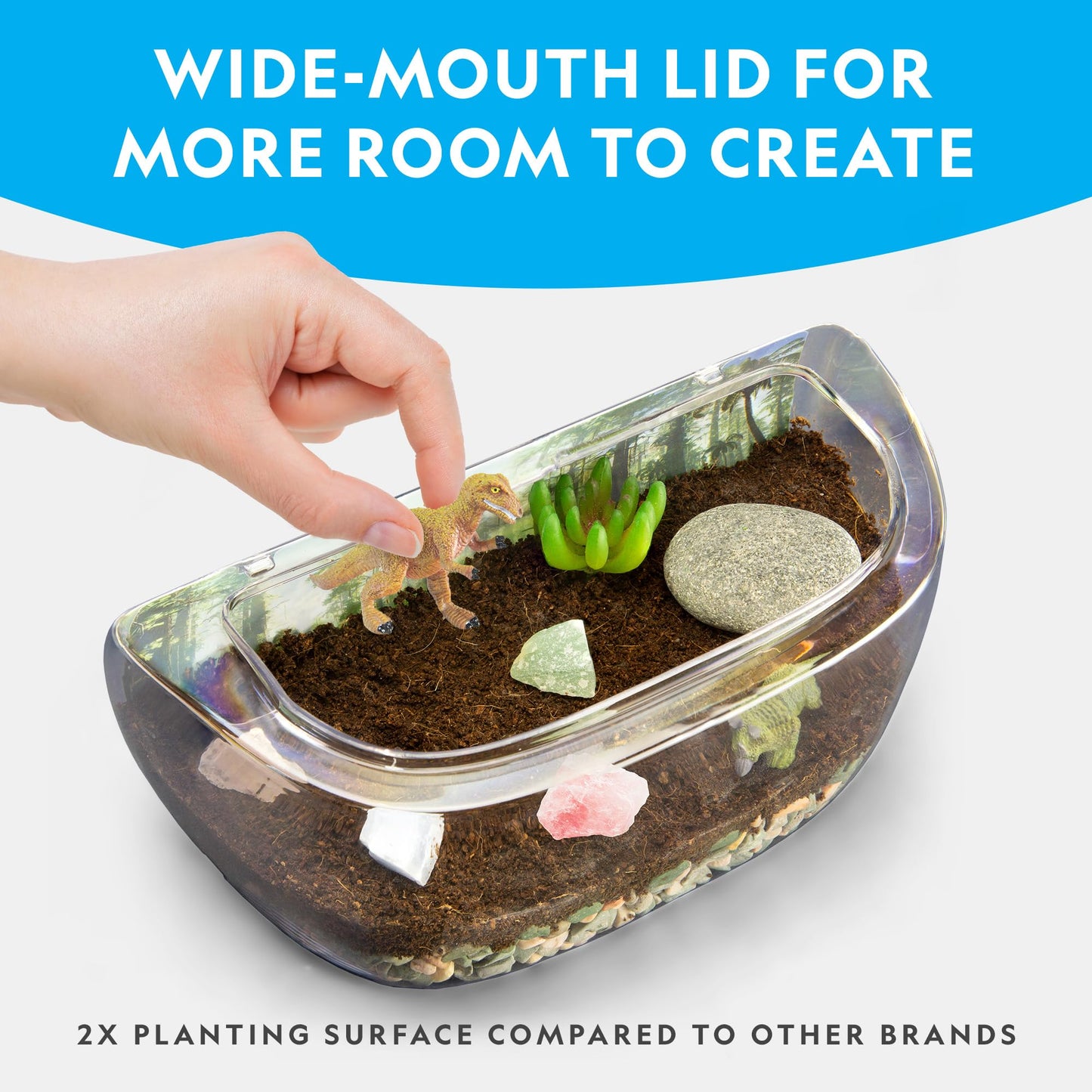 NATIONAL GEOGRAPHIC Light Up Terrarium Kit for Kids – Dinosaur Habitat with Real Plants & Gemstones, Fun Science Gift for Boys & Girls