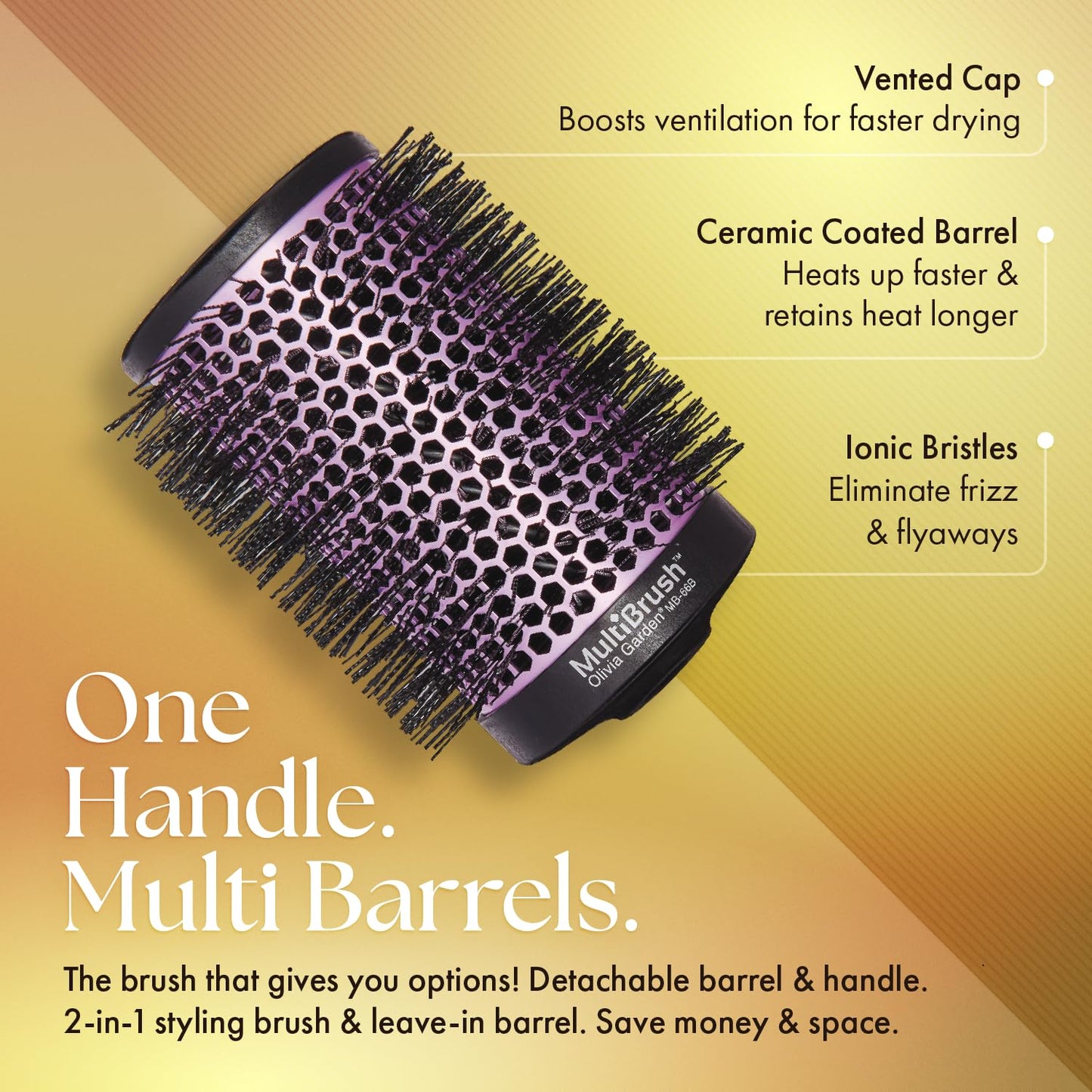 Olivia Garden MultiBrush Detachable Thermal Styling Hair Brush MB-66B (2 1/2")