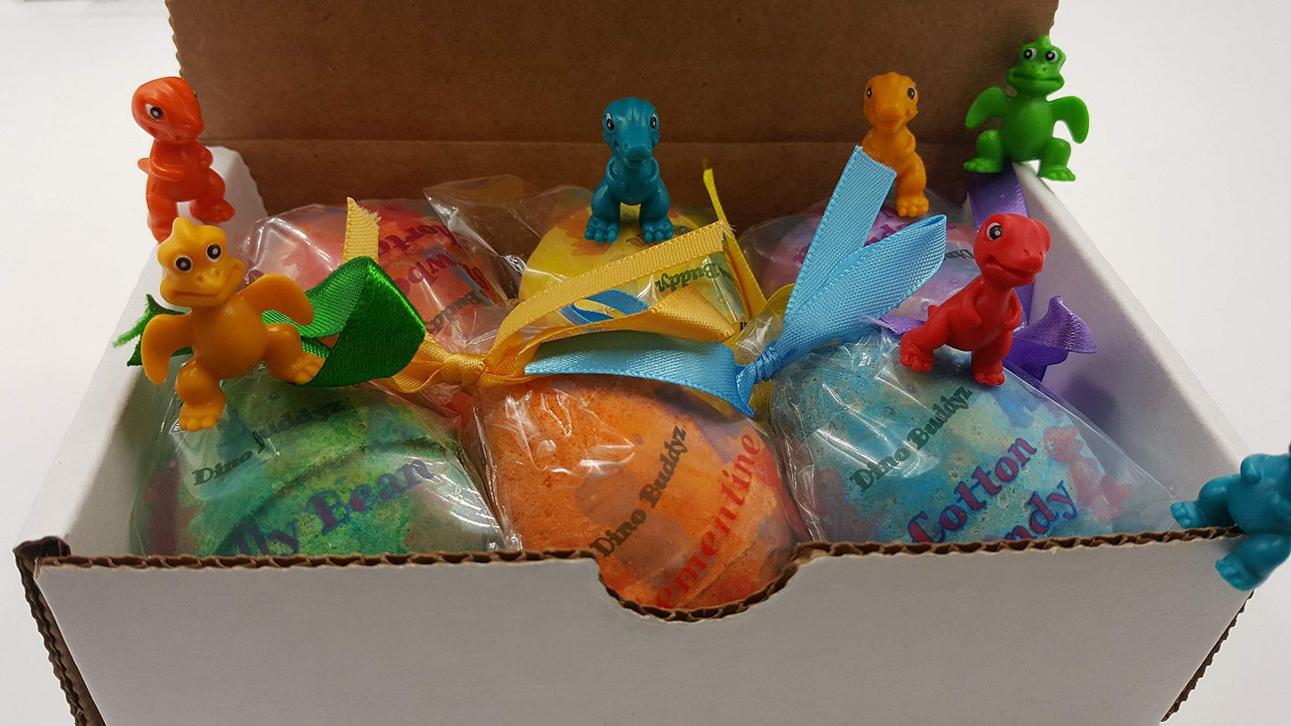 SPA PURE LITTLE DINOS BOMBS: 6 EGG-SHAPED bath bombs for kids with surprise LITTLE DINOS inside, USA Made, Handmade, Natural Bath Bombs, Birthday…