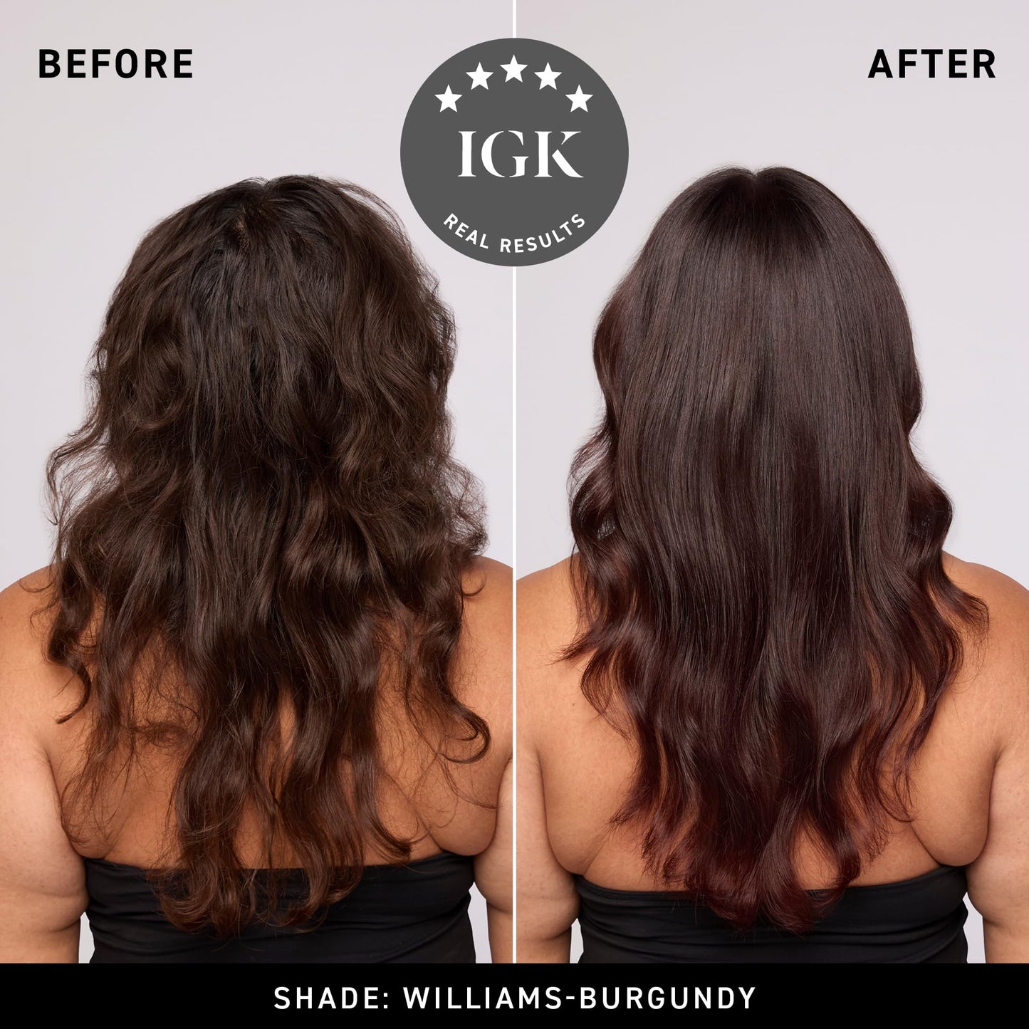 IGK Williams Burgundy | Intense Burgundy Hair Gloss + Color Depositing Mask | Boost Shine, Enhance Burgundy & Wine Tones, Refresh Color | Semi