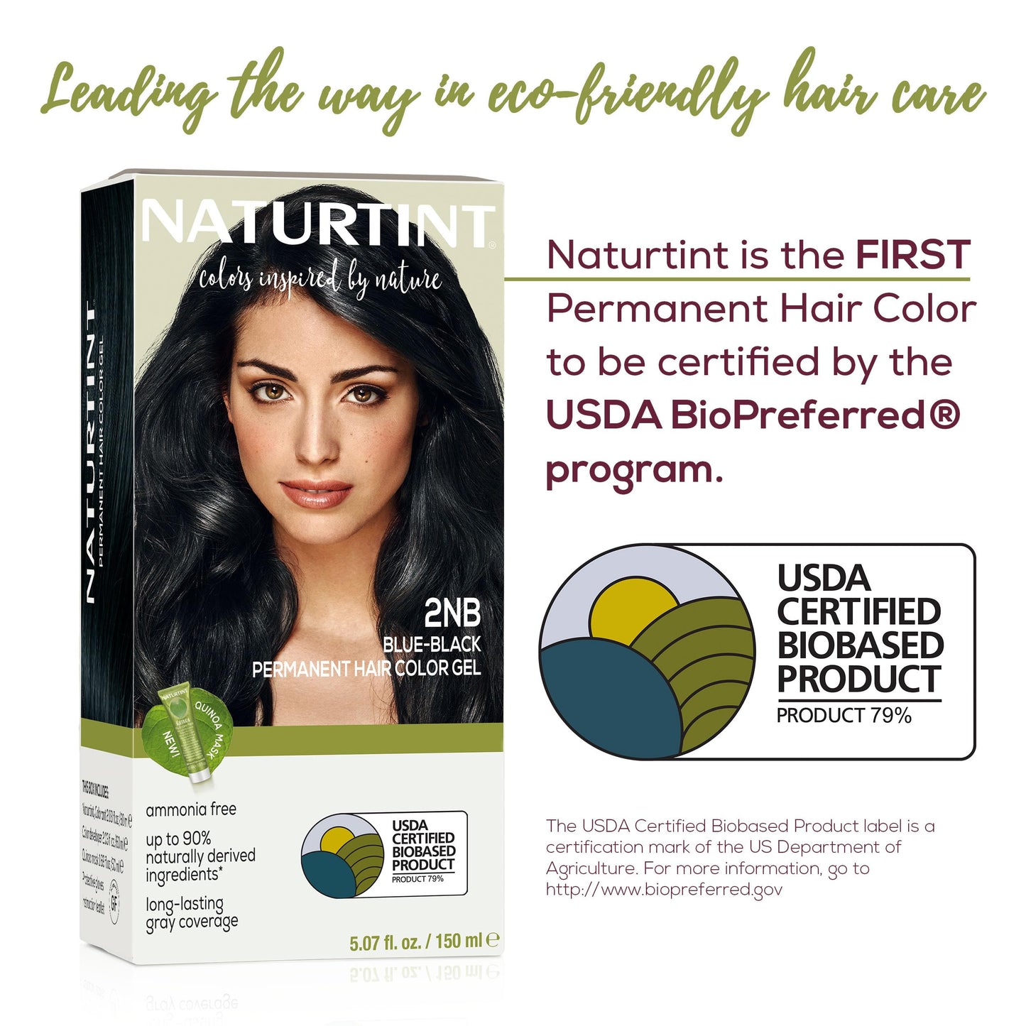 Naturtint 2NB Blue Black Permanent Hair Color (Pack of 1), Ammonia Free, Vegan, Cruelty Free, up to 100% Gray Coverage, Long Lasting Results