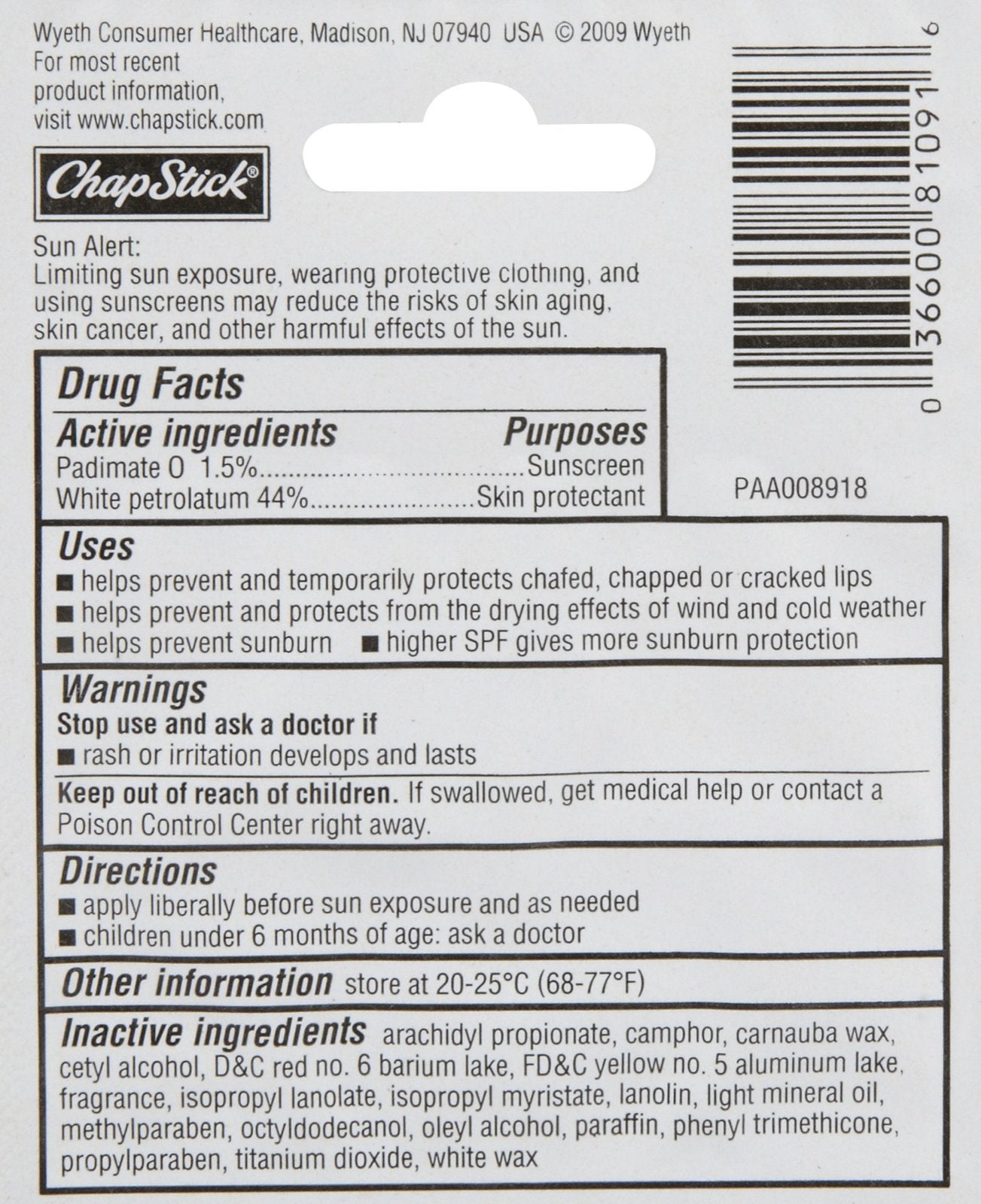 ChapStick Classic, Skin Protectant Flavored Lip Balm Tube, 3 Count (Pack of 1)