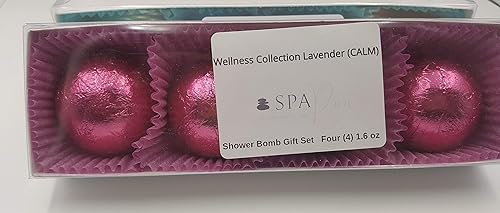 Spa Pure Lavender Shower Bombs: Calm Burst (4-Pack) Aromatherapy Fizzing Shower Bombs, rejuvenating, Relaxing