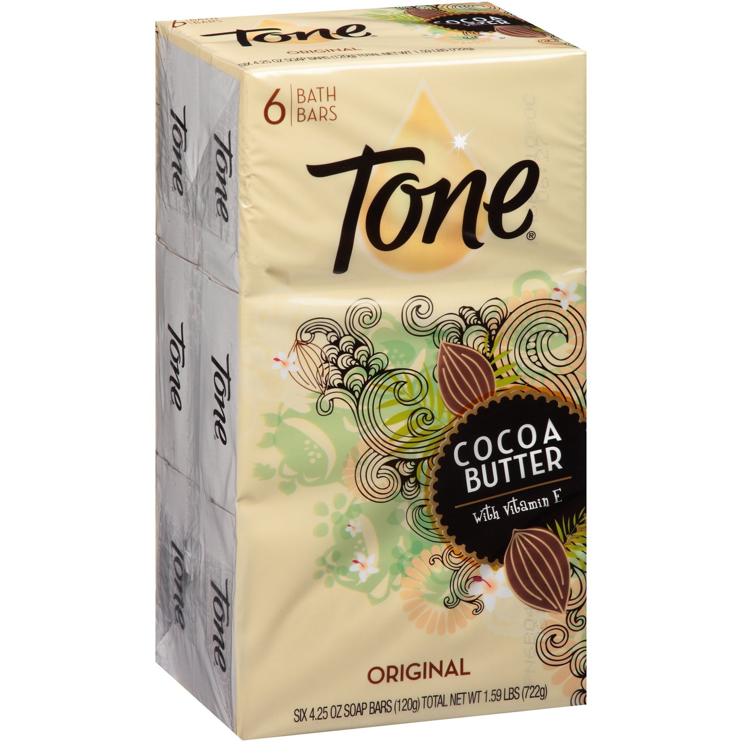 Tone Bath Bar Soap, Cocoa Butter, 4.25 oz, 6 Bars
