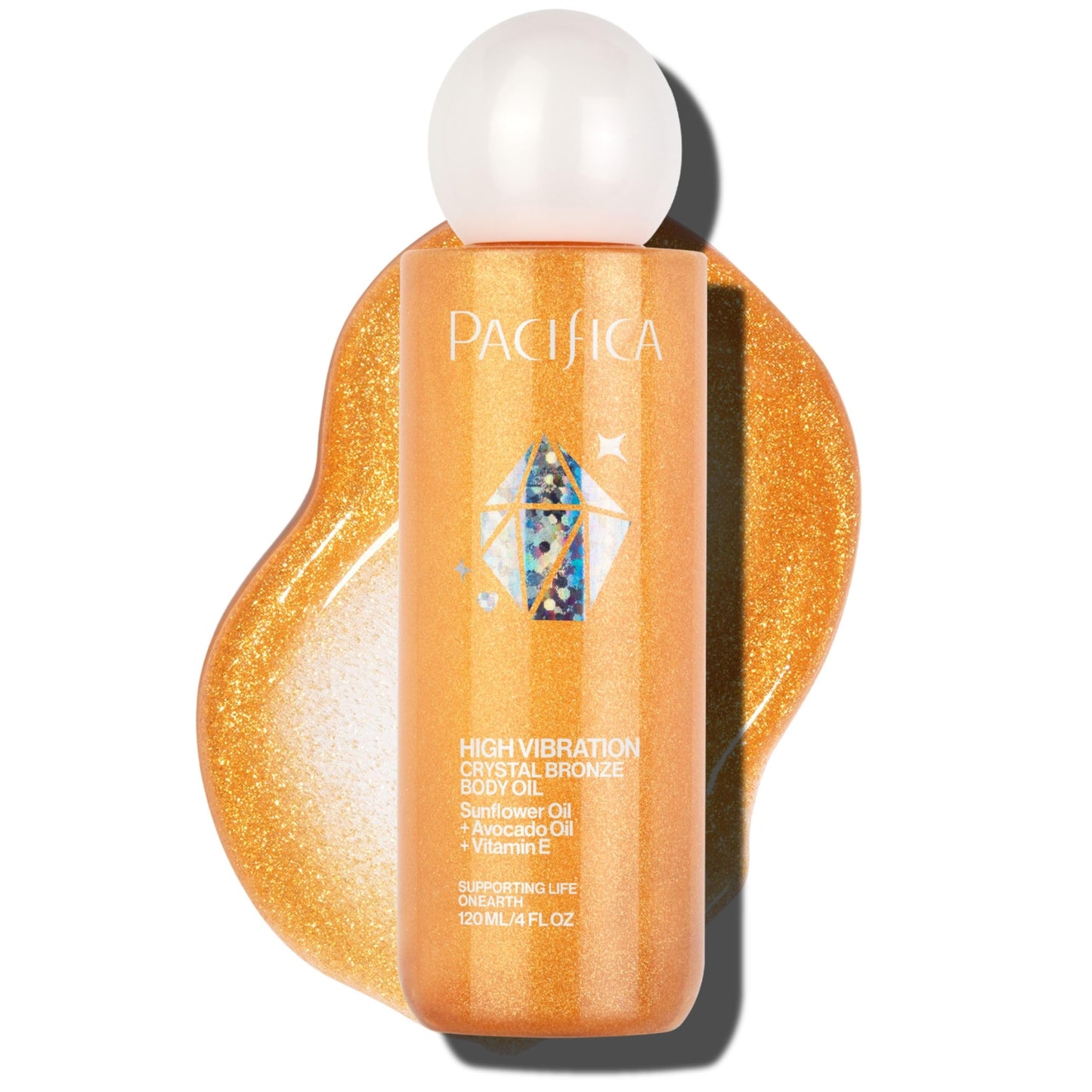 Pacifica Bronzing Body Oil - Crystal Bronze Shimmering Oil for Natural Sun-Kissed Glow, Hydrating Body Illuminator, Vanilla Coconut Scent, Vegan