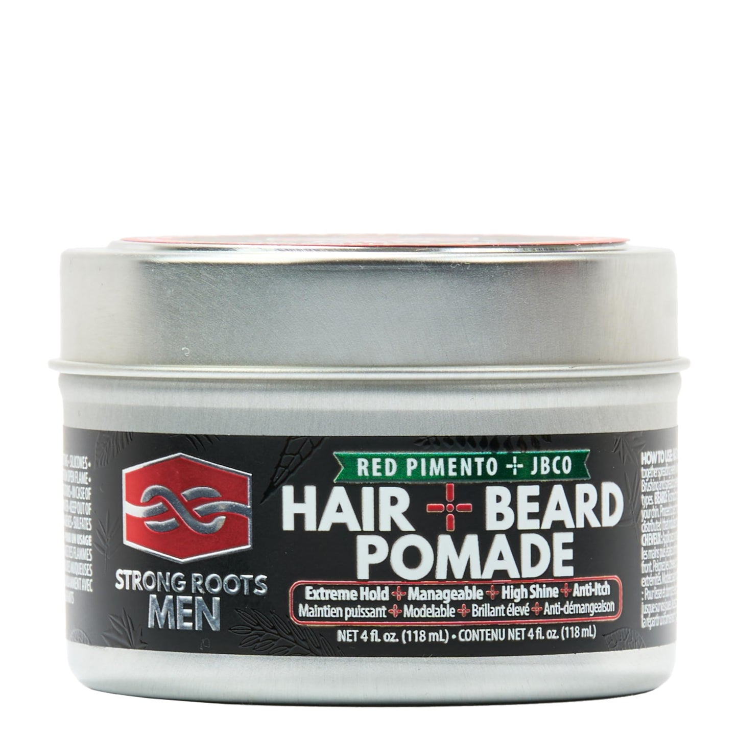 Tropic Isle Living Strong Roots Men Beard + Hair Pomade - Extreme Hold & High Shine for Styling and Grooming, Flake Free, Itch Relief, Natural