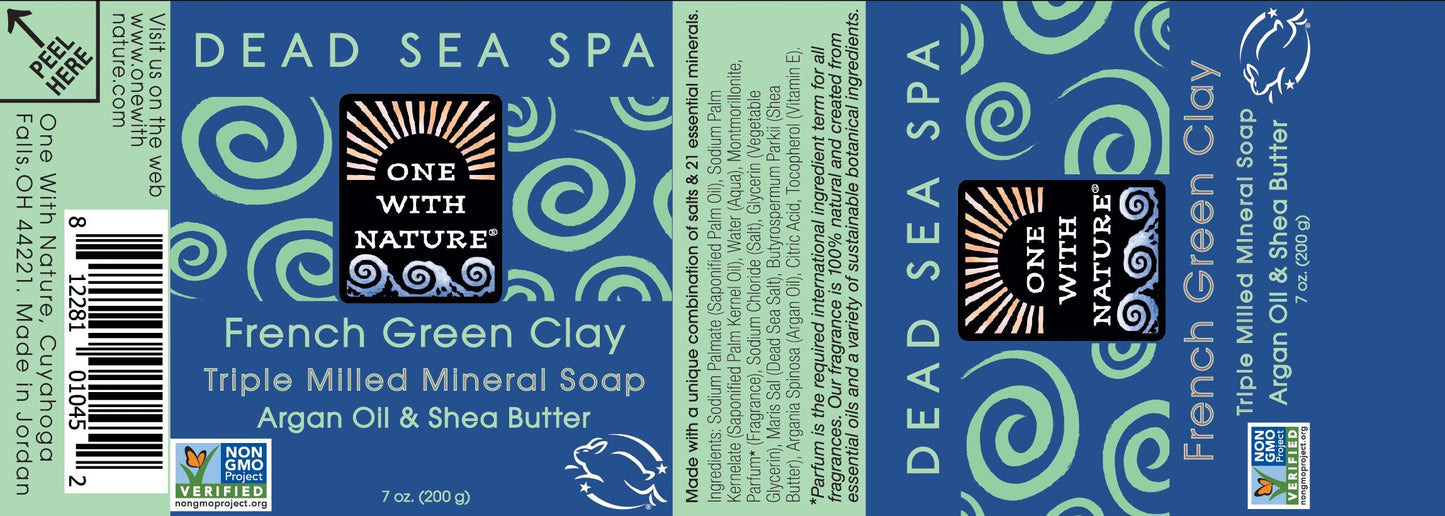 One With Nature Dead Sea Salt French Clay Soap 7 oz