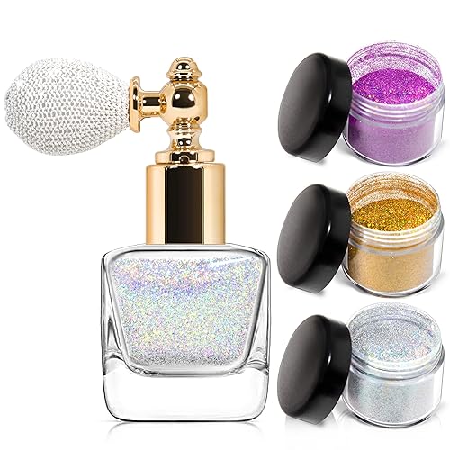 NewBang Body Glitter Spray,Sliver Gold Pink Glitter Powder,Shimmer Highlighter Loose Powder Glitter Makeup for Body Face Hair Clothes Nail Art Craft