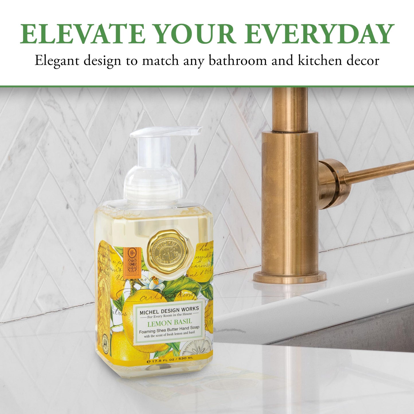Michel Design Works Foaming Hand Soap, Lemon Basil, 1-Pack, 17.8 Fl oz Each