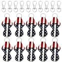 allydrew 10 Pack Chapstick Holder Keychain, Keyring for Lip Balm Lip Gloss Lipstick with 10 Pieces Metal Keyring Clasps, Patriotic Flag