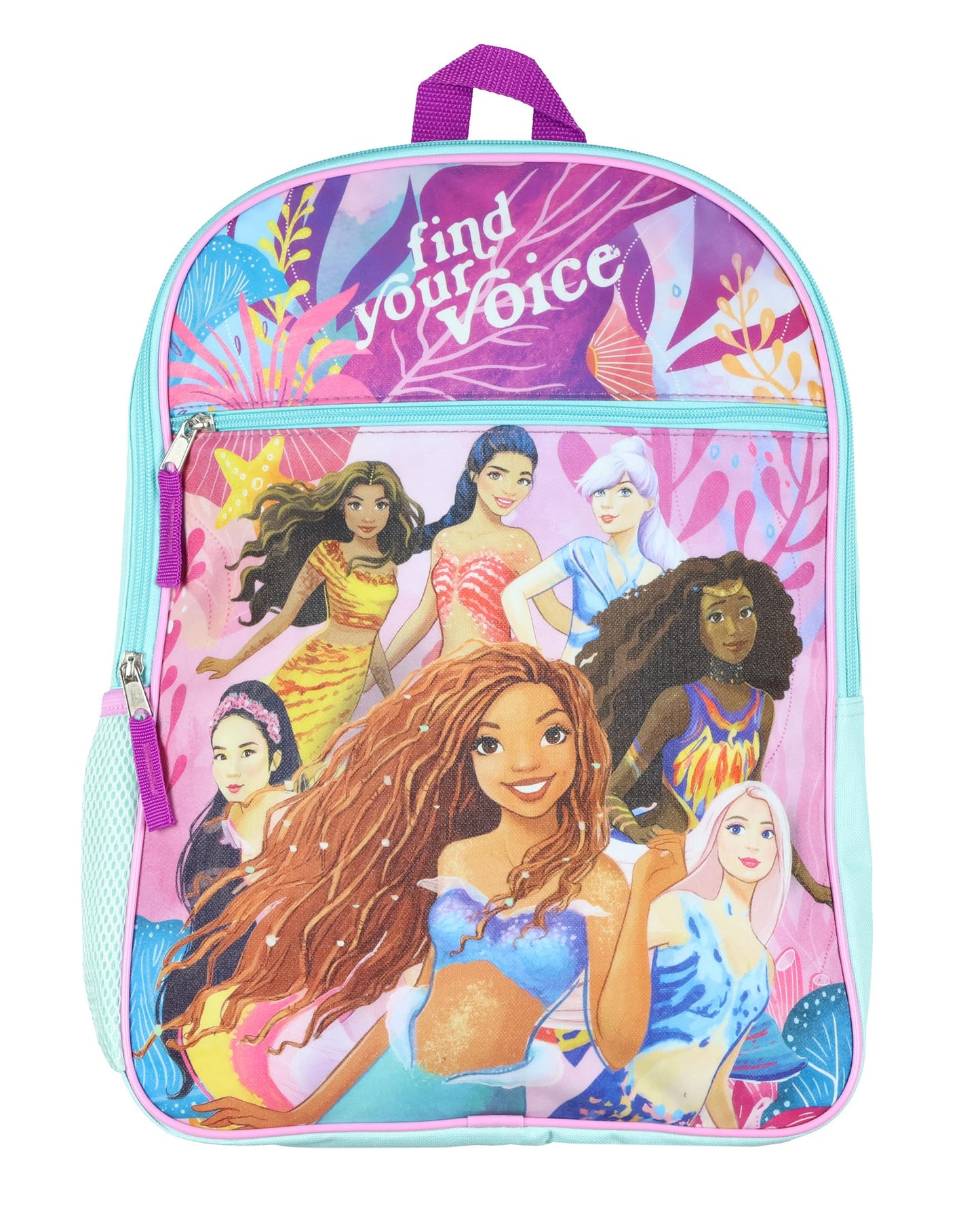 Bioworld The Little Mermaid Backpack Live Action Movie | Ariel Find Your Voice Shimmer 16" Bookbag
