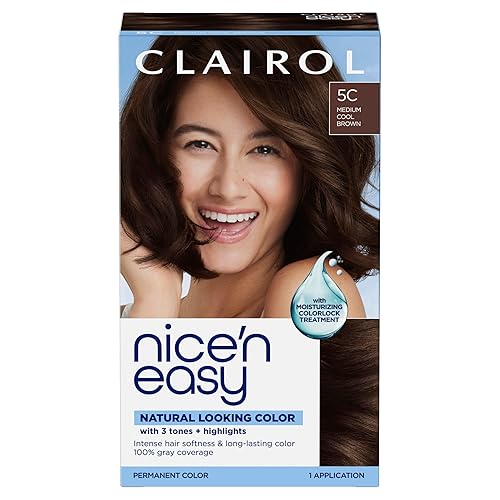 Clairol Nice'n Easy Permanent Hair Dye, 5C Medium Cool Brown Hair Color, Pack of 1 - Packaging May Vary