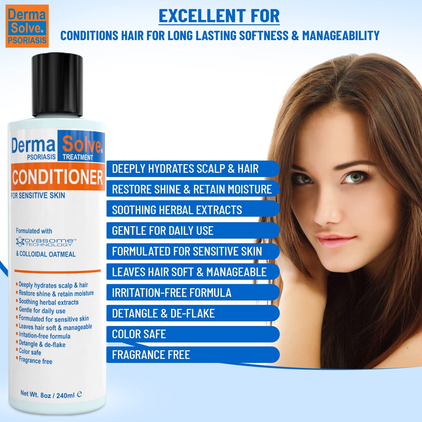 DermaSolve Scalp Psoriasis & Dandruff free Medicated Shampoo with Conditioner, Ultimate Seborrheic Dermatitis Treatment for Itchy, Flakey Scalp