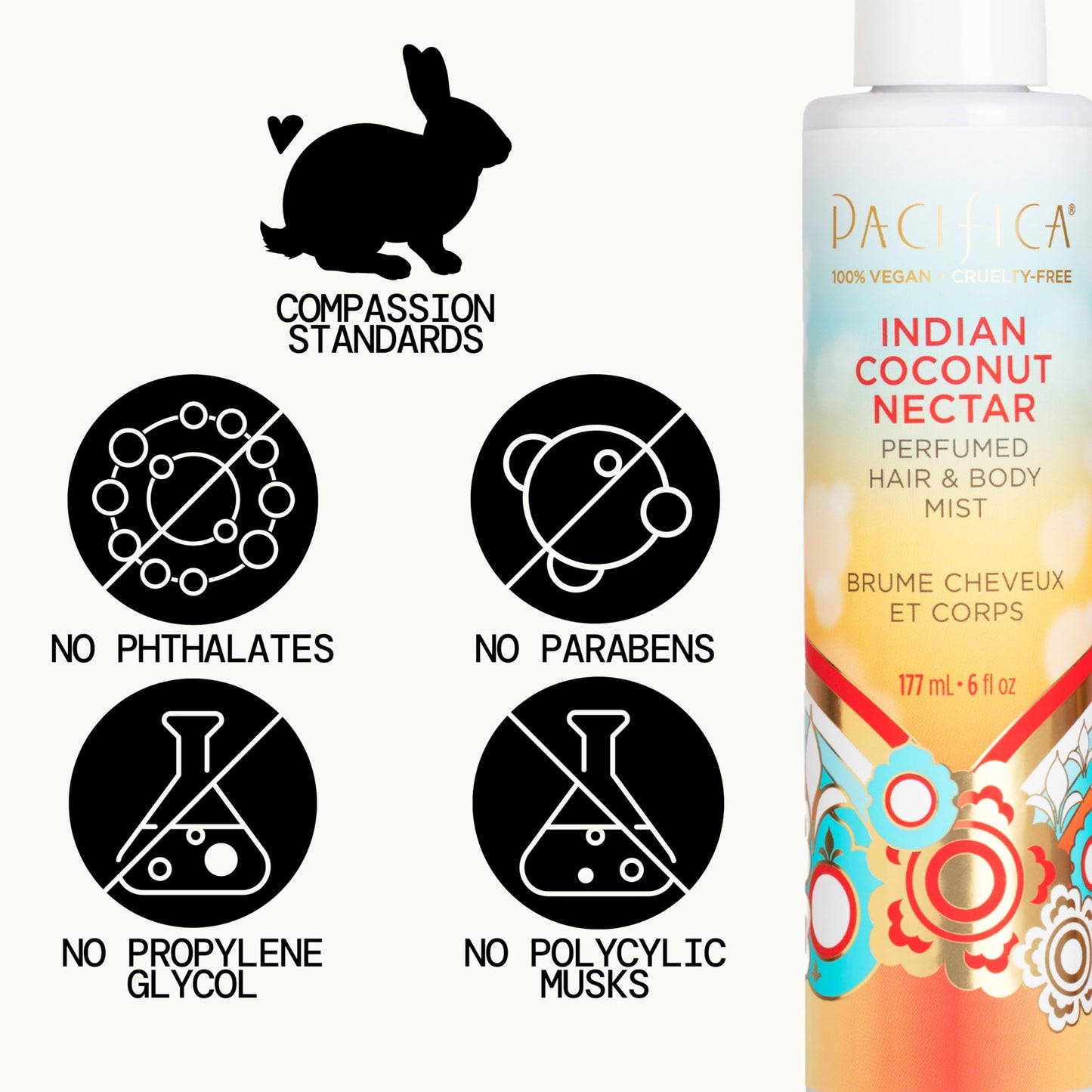 Pacifica Beauty Indian Coconut Nectar Hair & Body Mist, Functional Fragrance For A Calming Experience, Paraben-Free, Vegan & Cruelty-Free, 5 Fl Oz