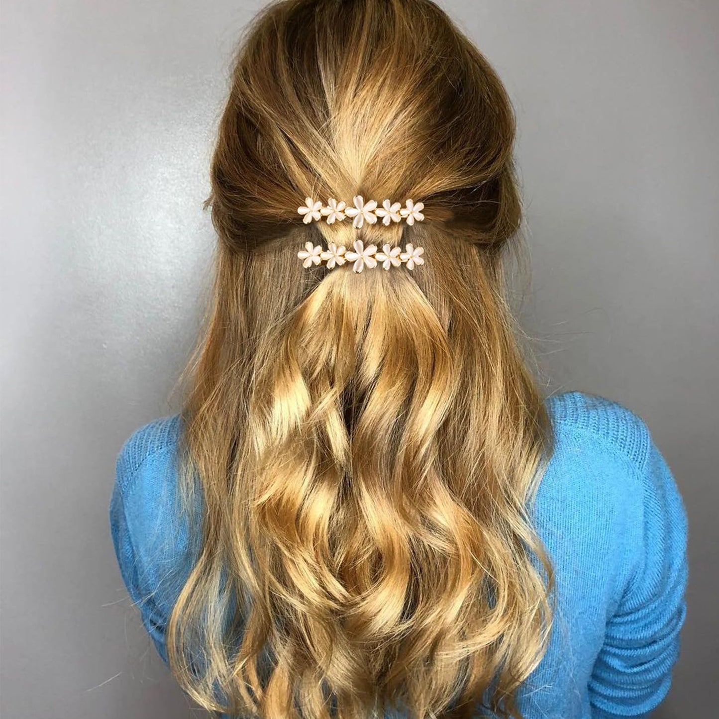 HINZIC 2 Pcs 2.64inch Flower Opal Hair Clips Gold Sparkly Wedding Barrettes Fancy Hair Pins Valentines Wedding Prom Engagement Birthday Decorative