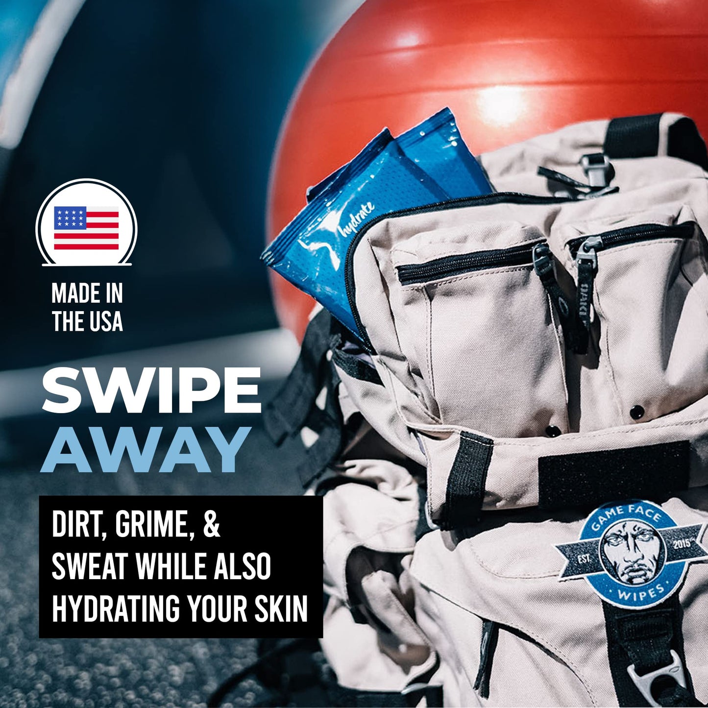Game Face Cleansing Face Wipes 25 Count Pack XL Size 100% Compostable, Naturally Formulated and Lightly Scented Hydrating, Refreshing