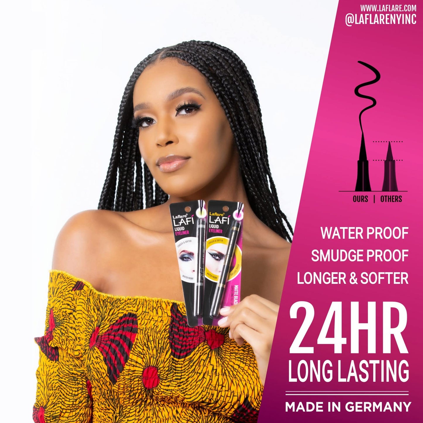 Laflare LAFI Liquid Eyeliner, Super Long Felt Tip, Long-Lasting Makeup, Waterproof & Smudgeproof, All Day Long Eye Liner (Brown)