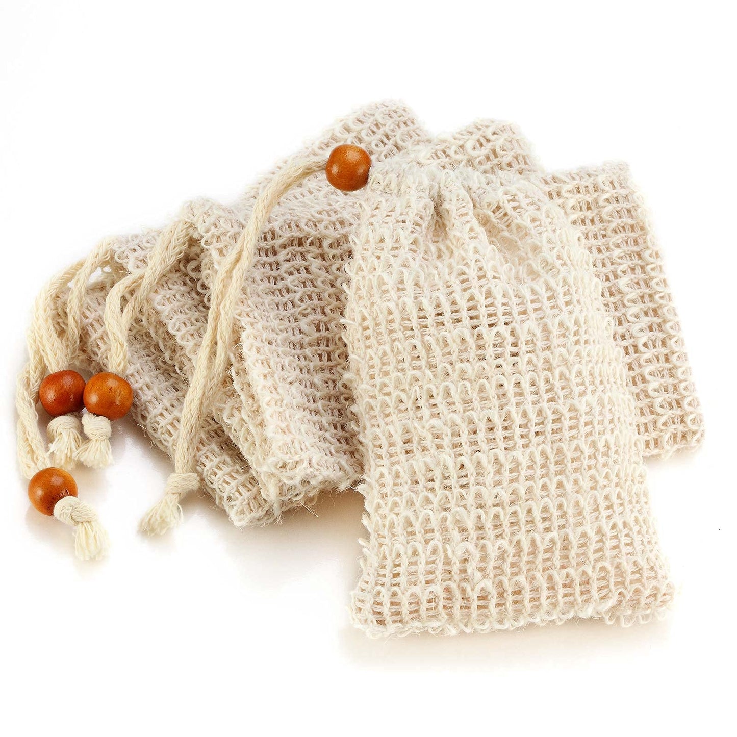 Soap Bag, Natural Sisal Soap Saver Bag Pouch Mesh Net Waste Plastic-Free Exfoliating Foaming and Drying Soap Holder for Shower (4 Pack) Beauty and Personal Care AMAHOMESA